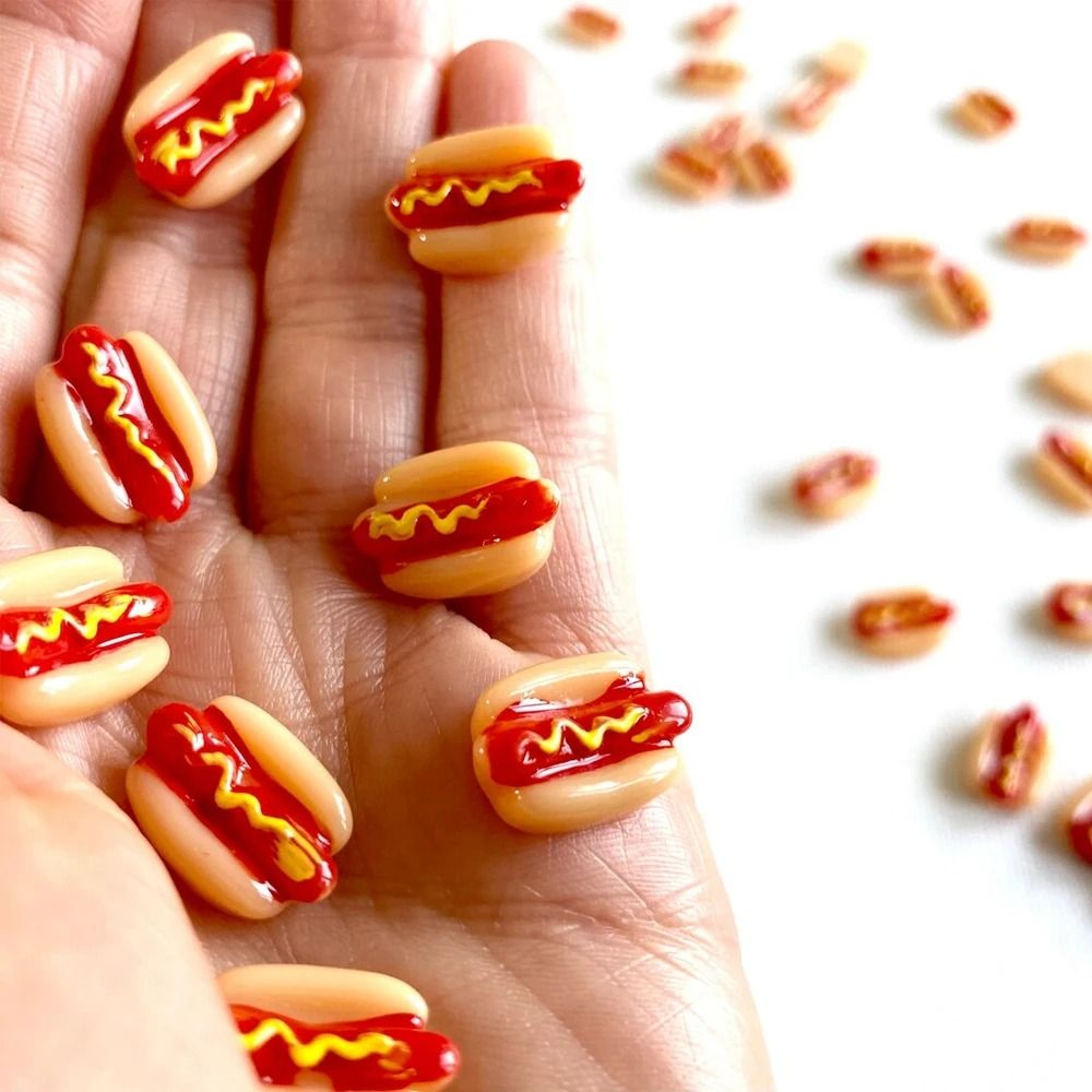 Mini Resin Hotdog Miniatures  10Piece Kawaii Fake Food Dollhouse Decor 2