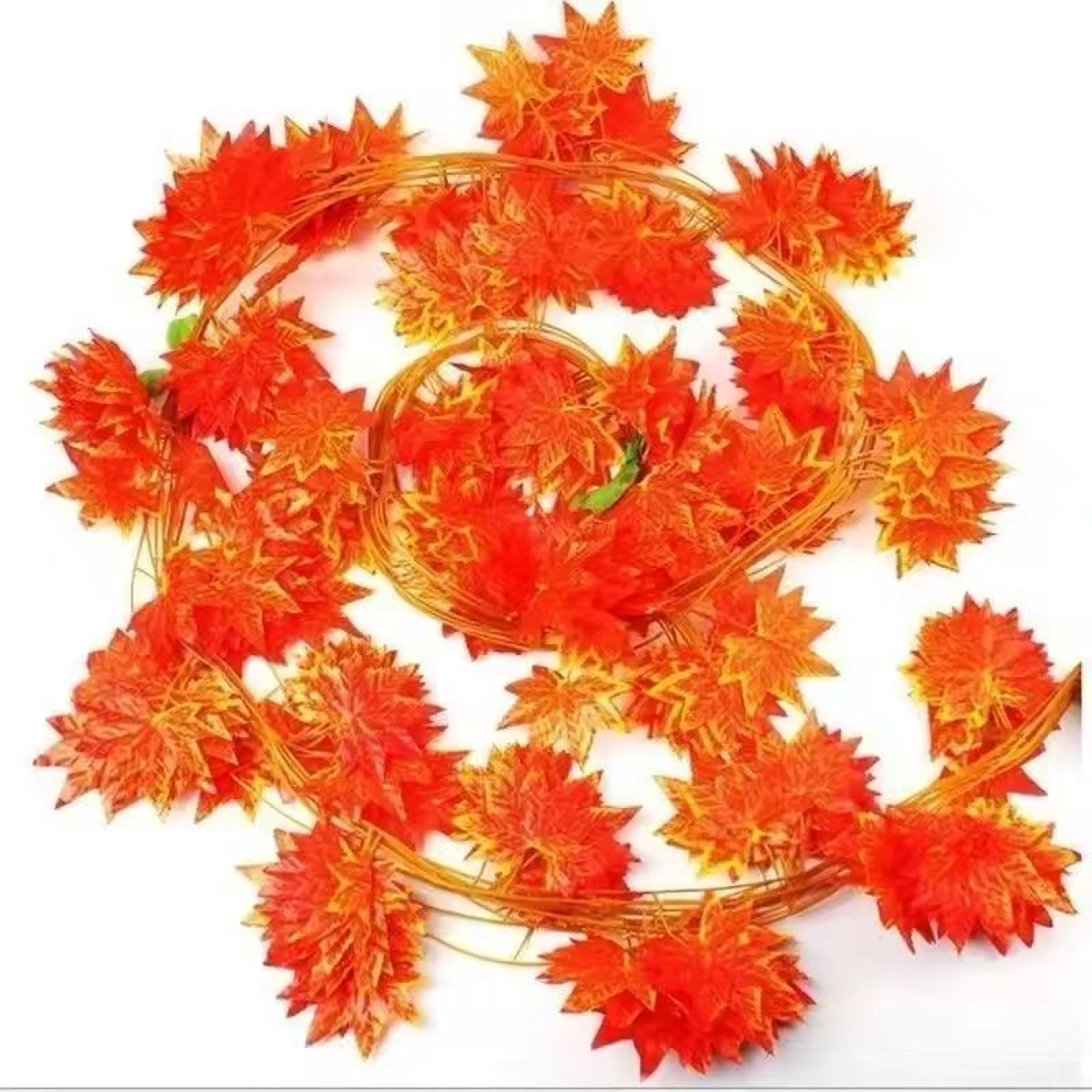 23M Autumn Red Maple Leaf Vine  Simulated Foliage Wreath For Thanksgiving Halloween  Festive Decor 2