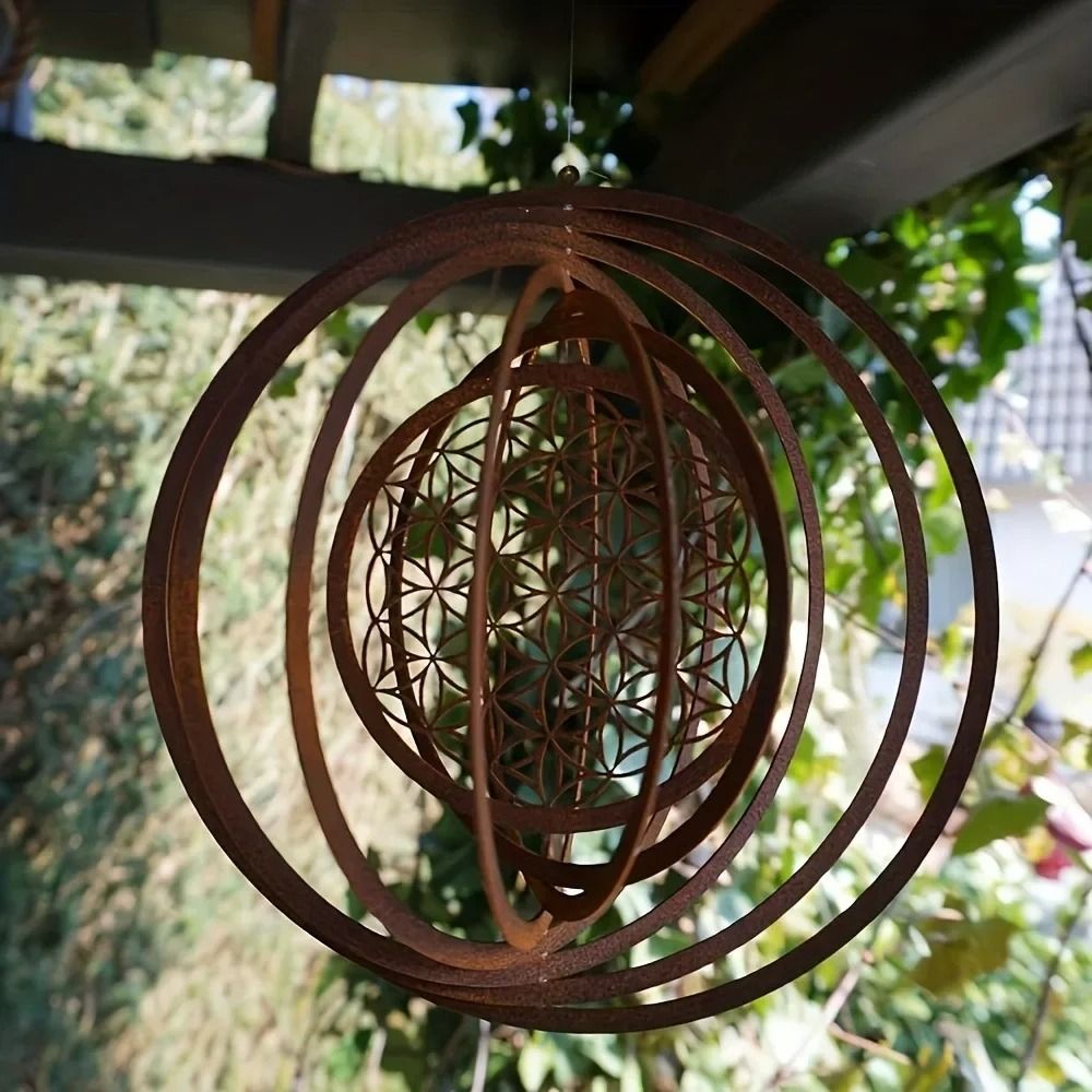 Rustic Metal Spiral Wind Spinner  Large 25Inch Kinetic Weather Vane Handicraft For Window  Backyard 0