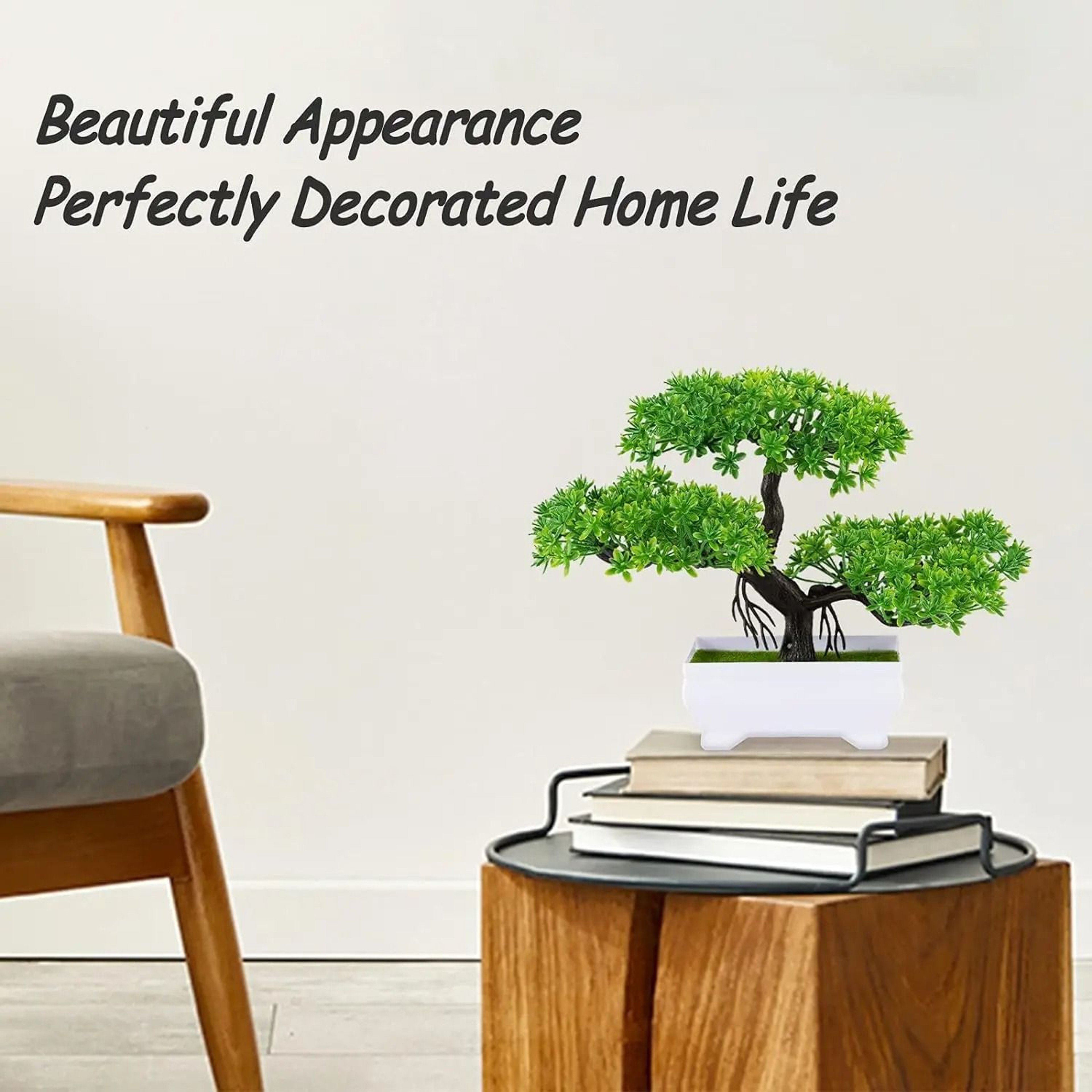 Modern Zen Artificial Bonsai Tree  Realistic Pine Greenery In Minimalist White Pot For Home  Table  1