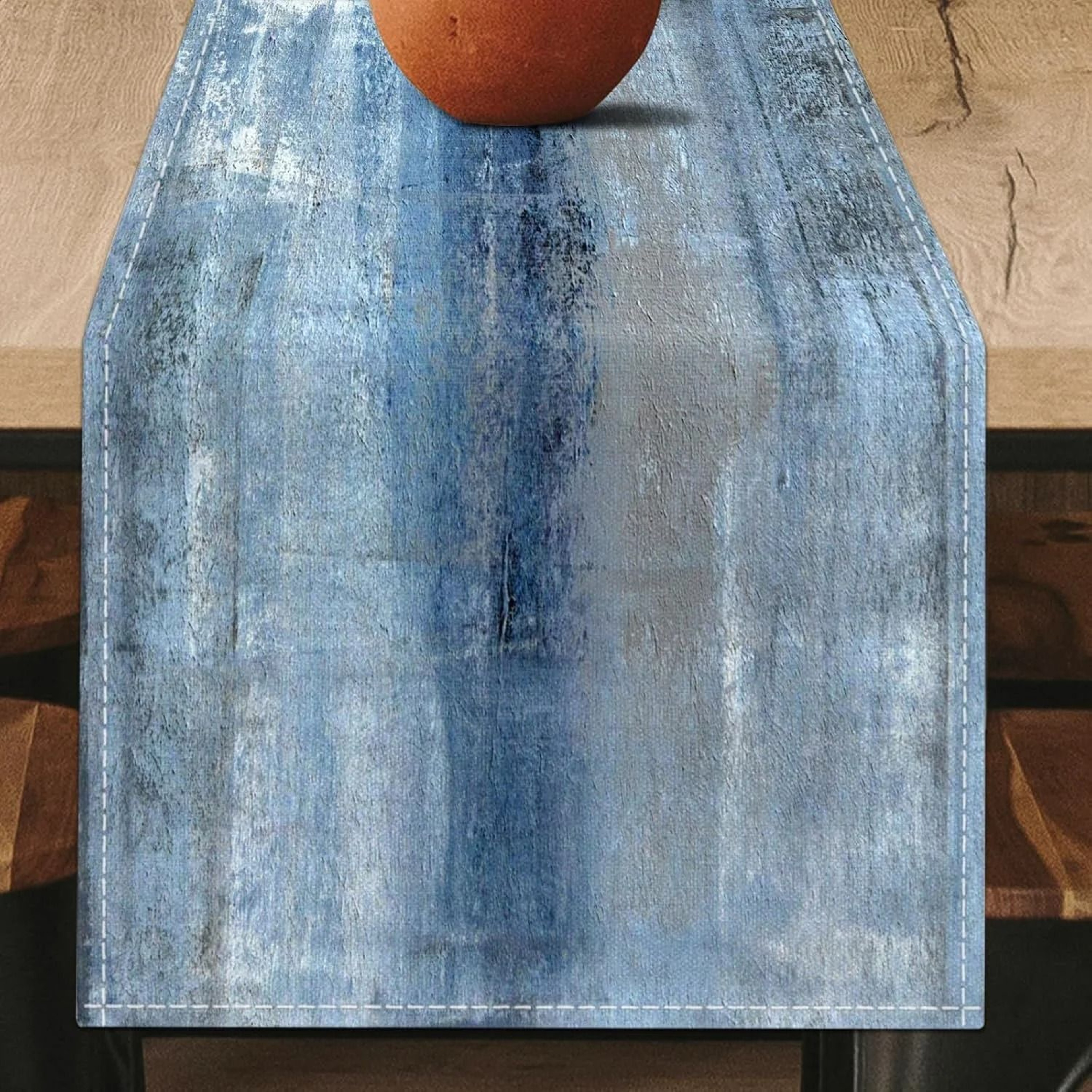 VIKAMA Retro TieDye Linen Table Runner  Rustic Farmhouse Textile For Modern Kitchen  Holiday Party  1