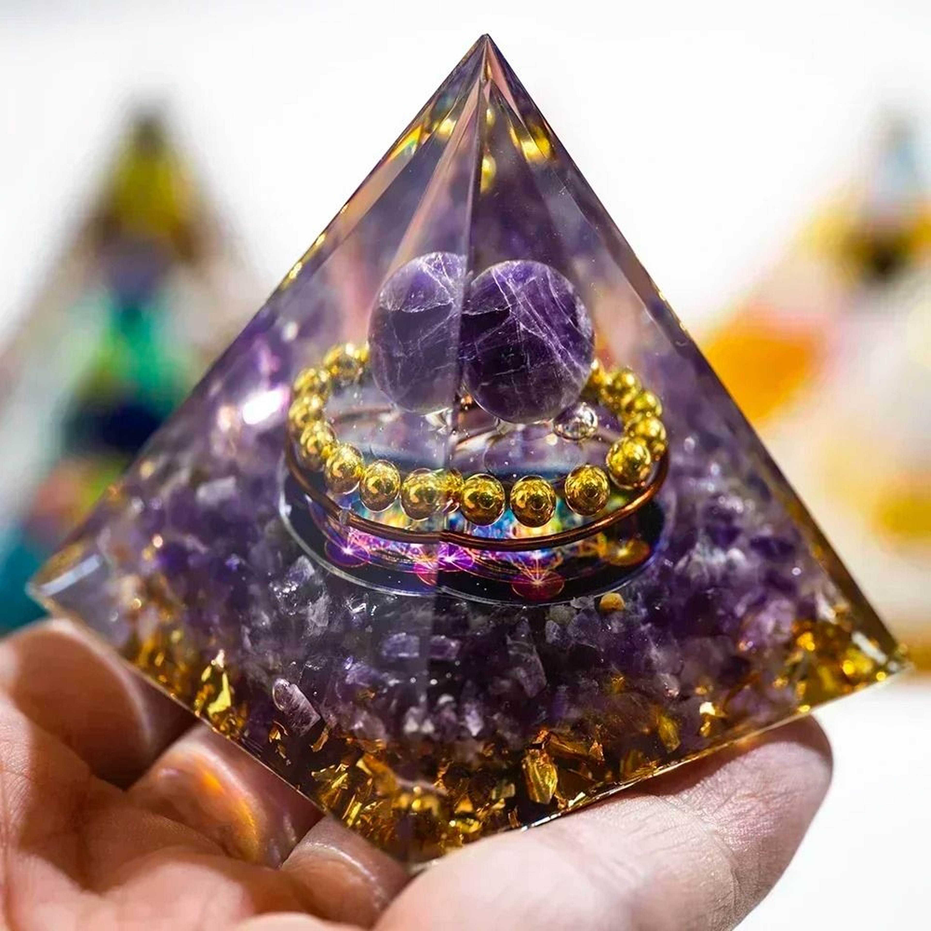 5cm Citrine  Peridot Energy Generator  Reiki Healing Chakra Pyramid For Meditation  EgyptianStyle R 0