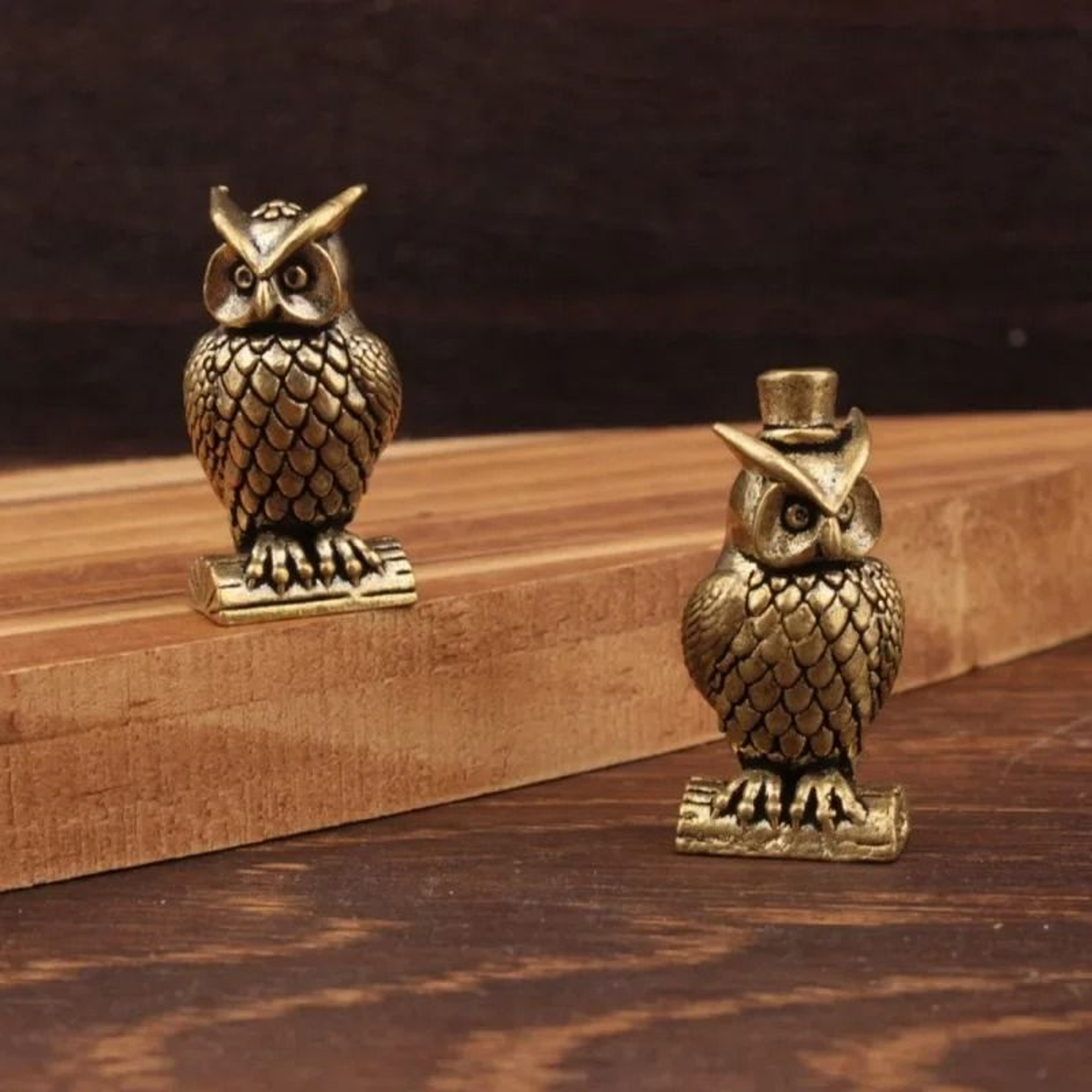 Artisan Handmade Owl Brass Ornament  Creative Boho Figurine For Small Desk Decor  Unique Home Luxur 3