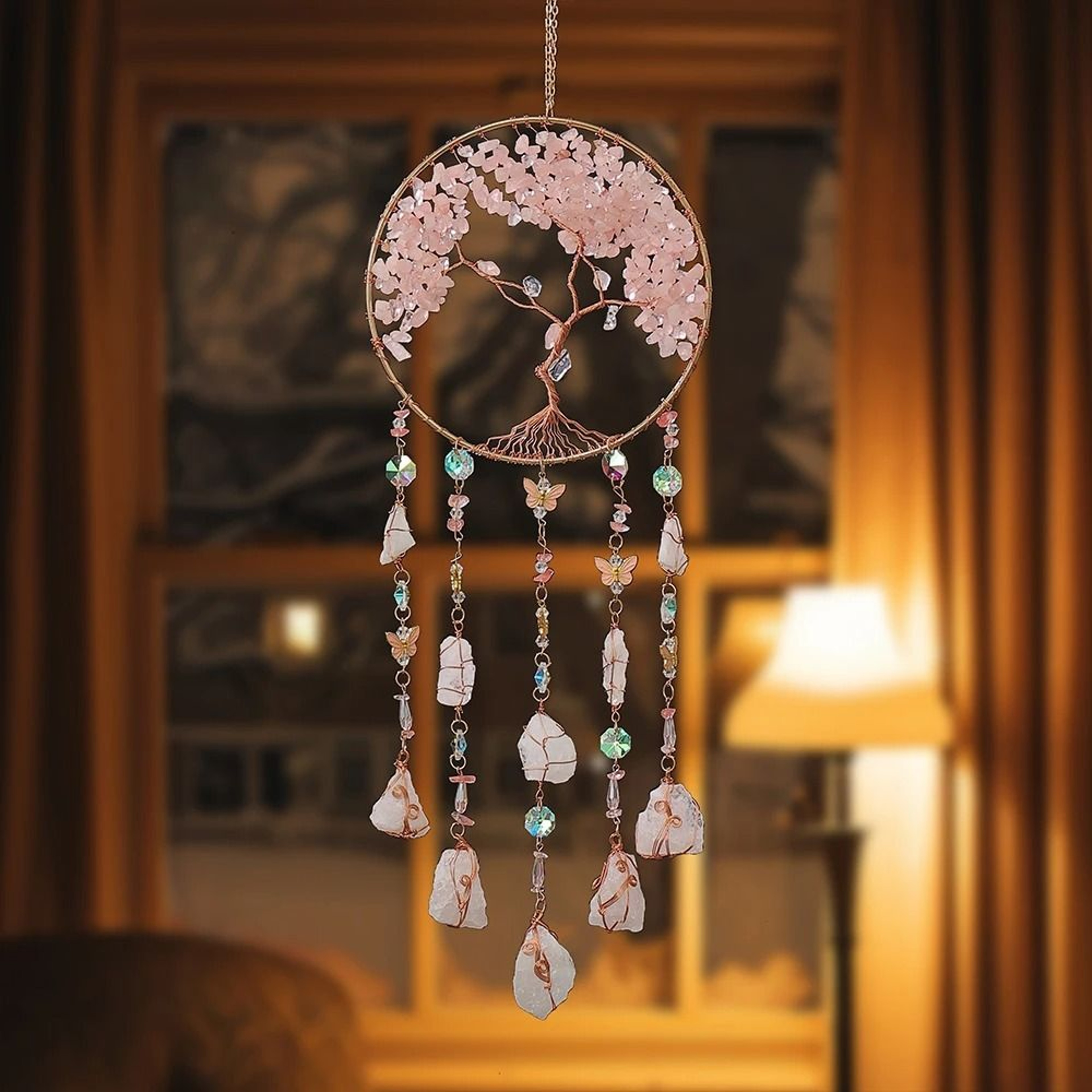 Natural Agate Dream Catcher  Celestial Moon Star  Sun Crystal Wall Hanging For Garden  Bedroom Deco 3
