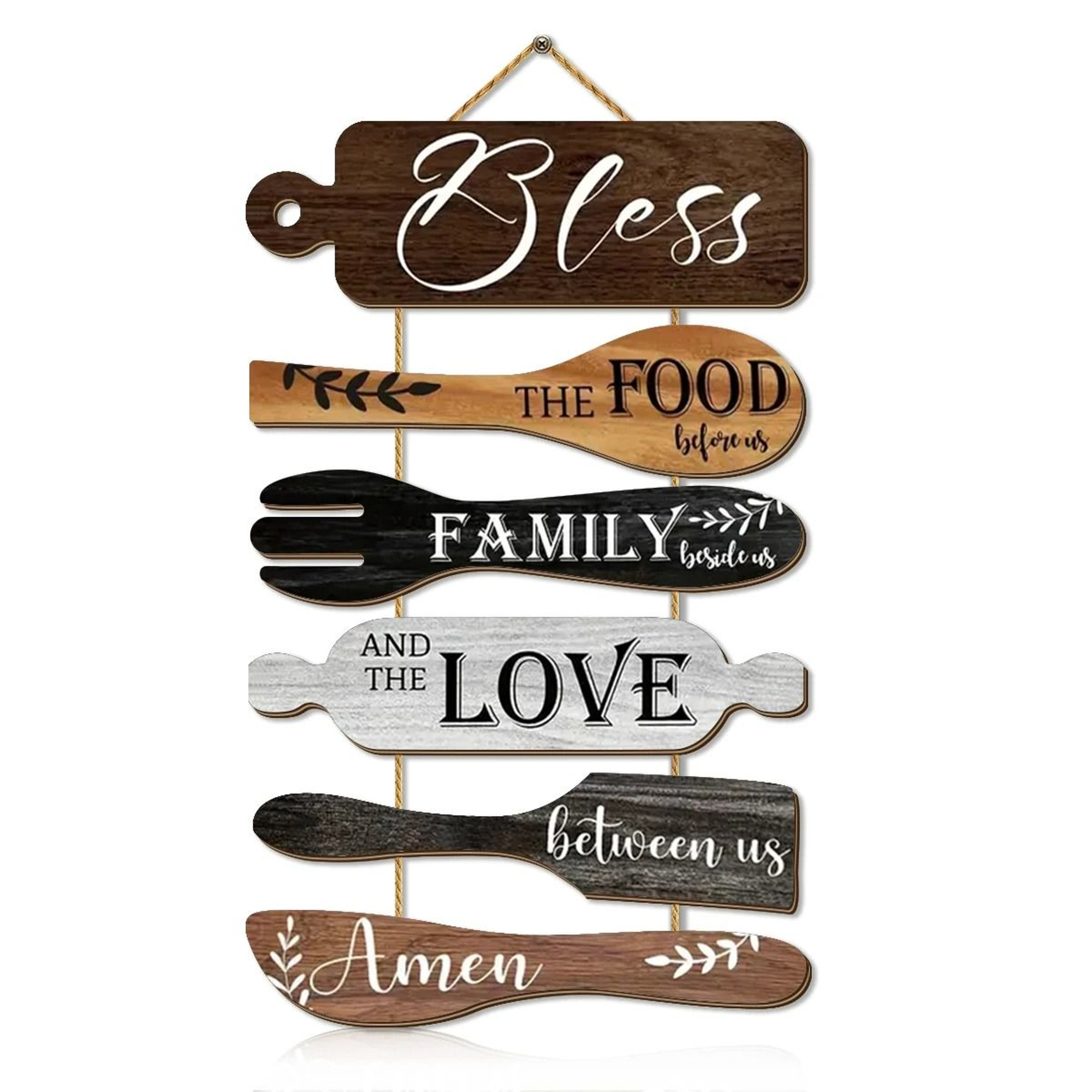 Kitchen Family Blessings Wooden Wall Decor  Rustic Dining Area Sign For Restaurant  Home Sanctuary 4
