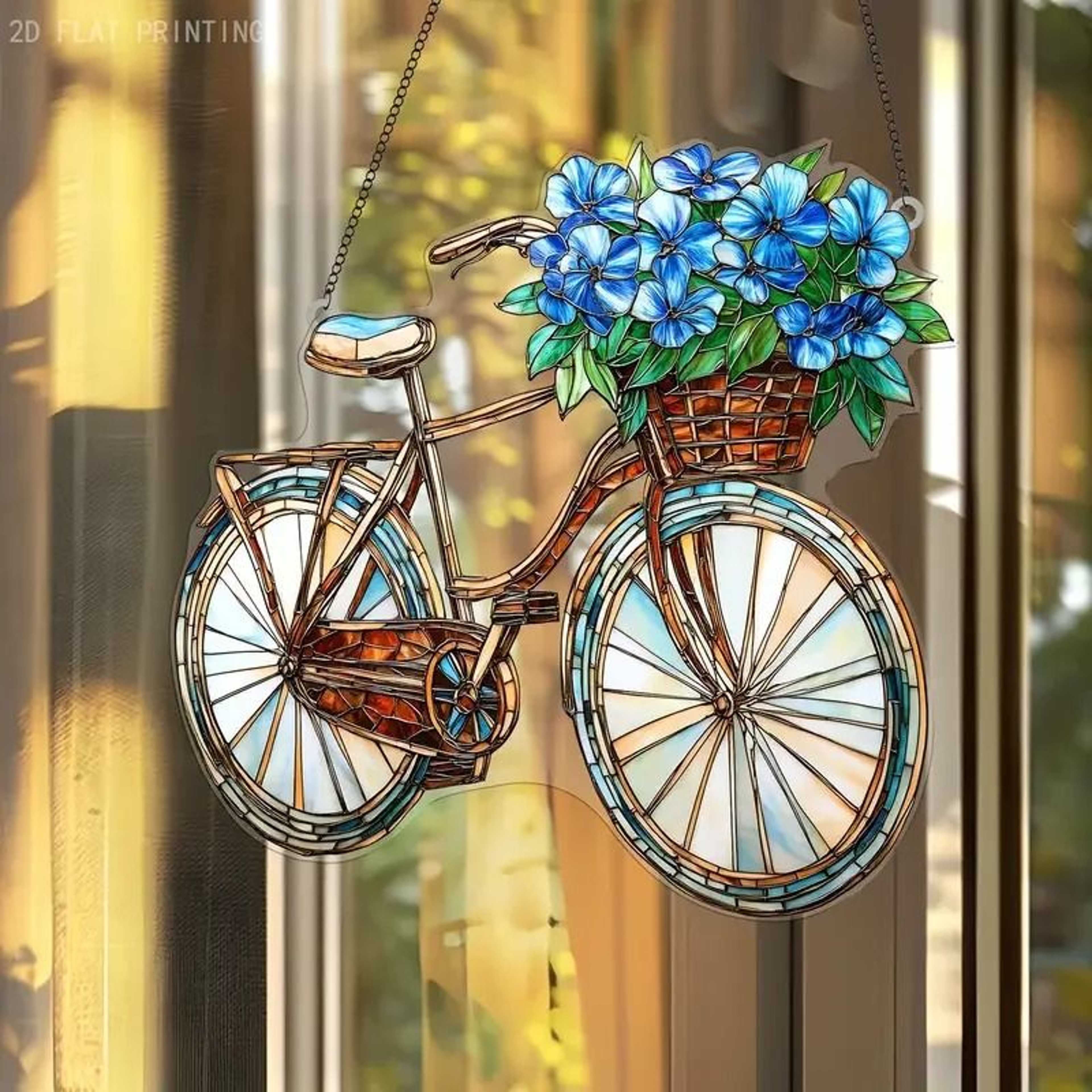 Lavender Bicycle Suncatcher  8 Acrylic Light Catcher  Enchanting Home  Garden Window Decor 3