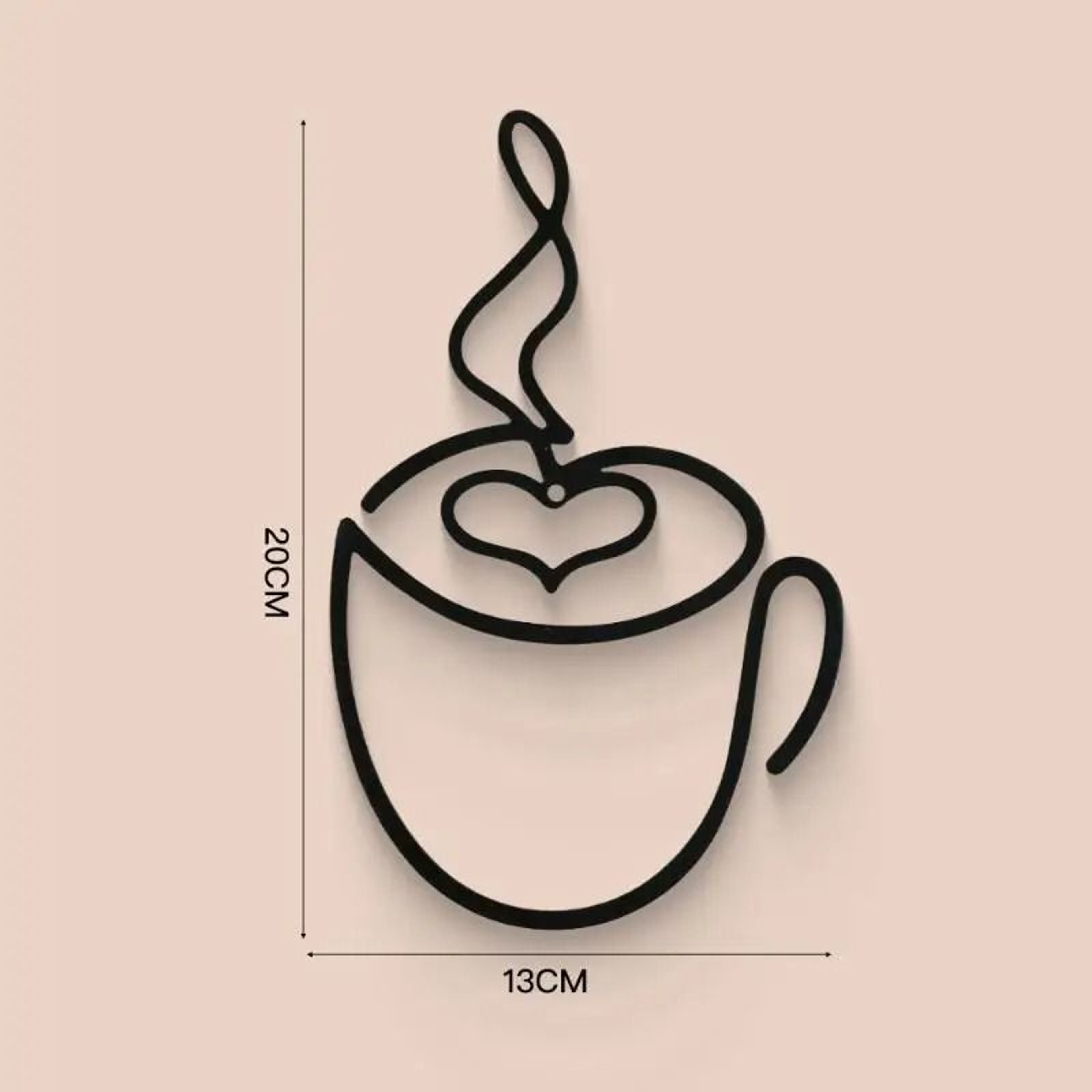 Metal Coffee Cup Wall Art  Black Minimalist Decor For Kitchen Cafe  Coffee Bar  Modern Studio Sign 6