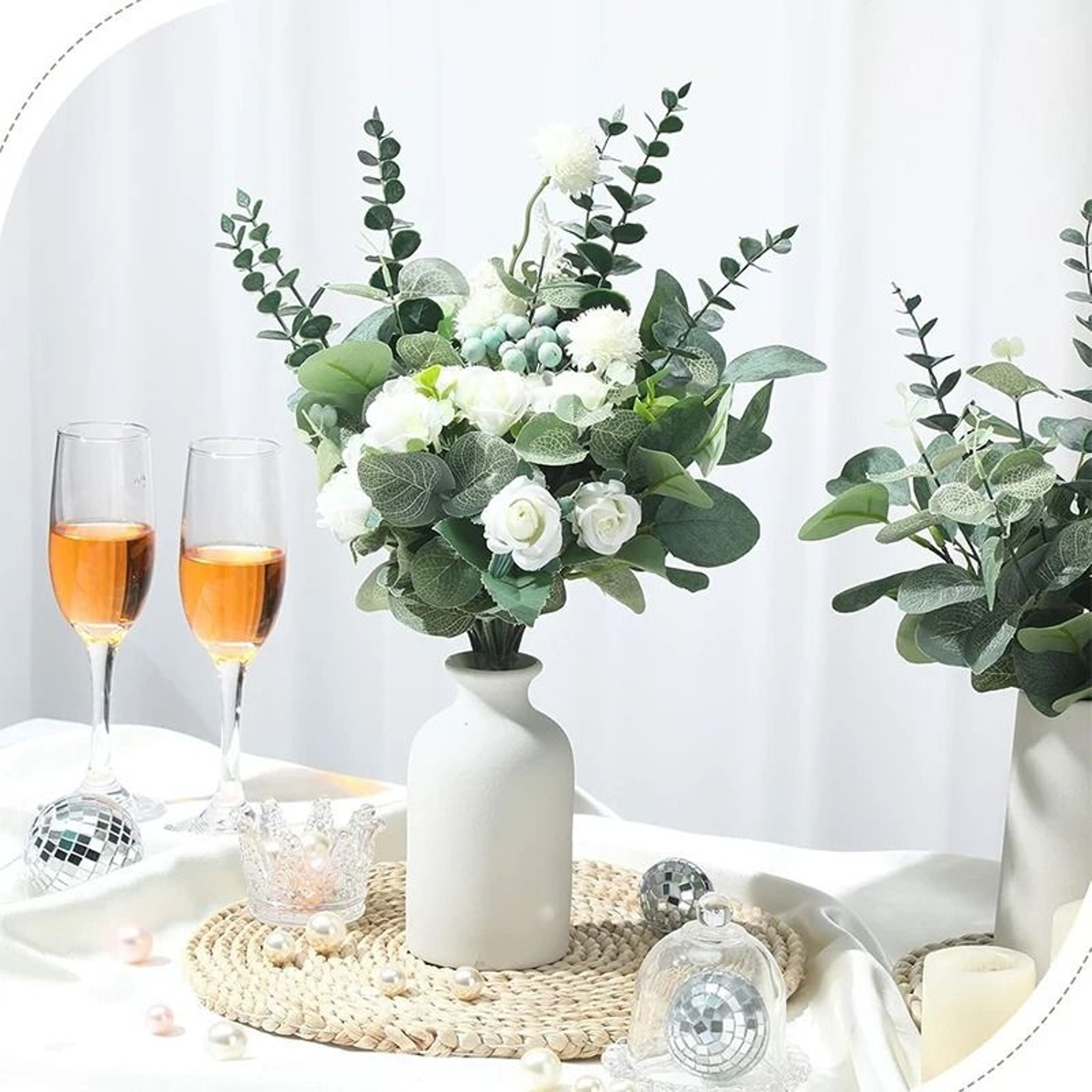 Mixed Artificial Eucalyptus Leaves  Green Botanical Bulk Stems For Wedding Bouquets  Modern Floral  1