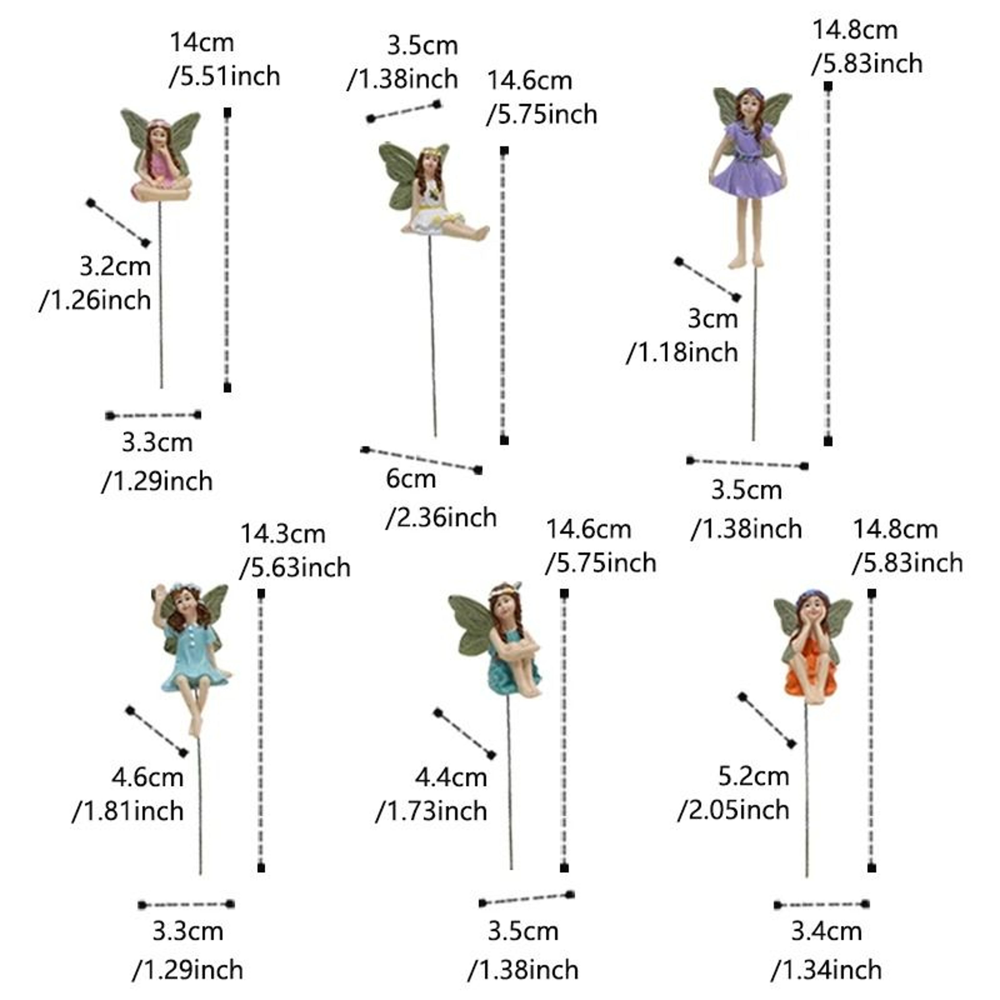 6Pcs Garden Fairy Sculpture Stake Set  Miniature Fairy Figurines For Pot Plants Lawn  Outdoor Garde 5