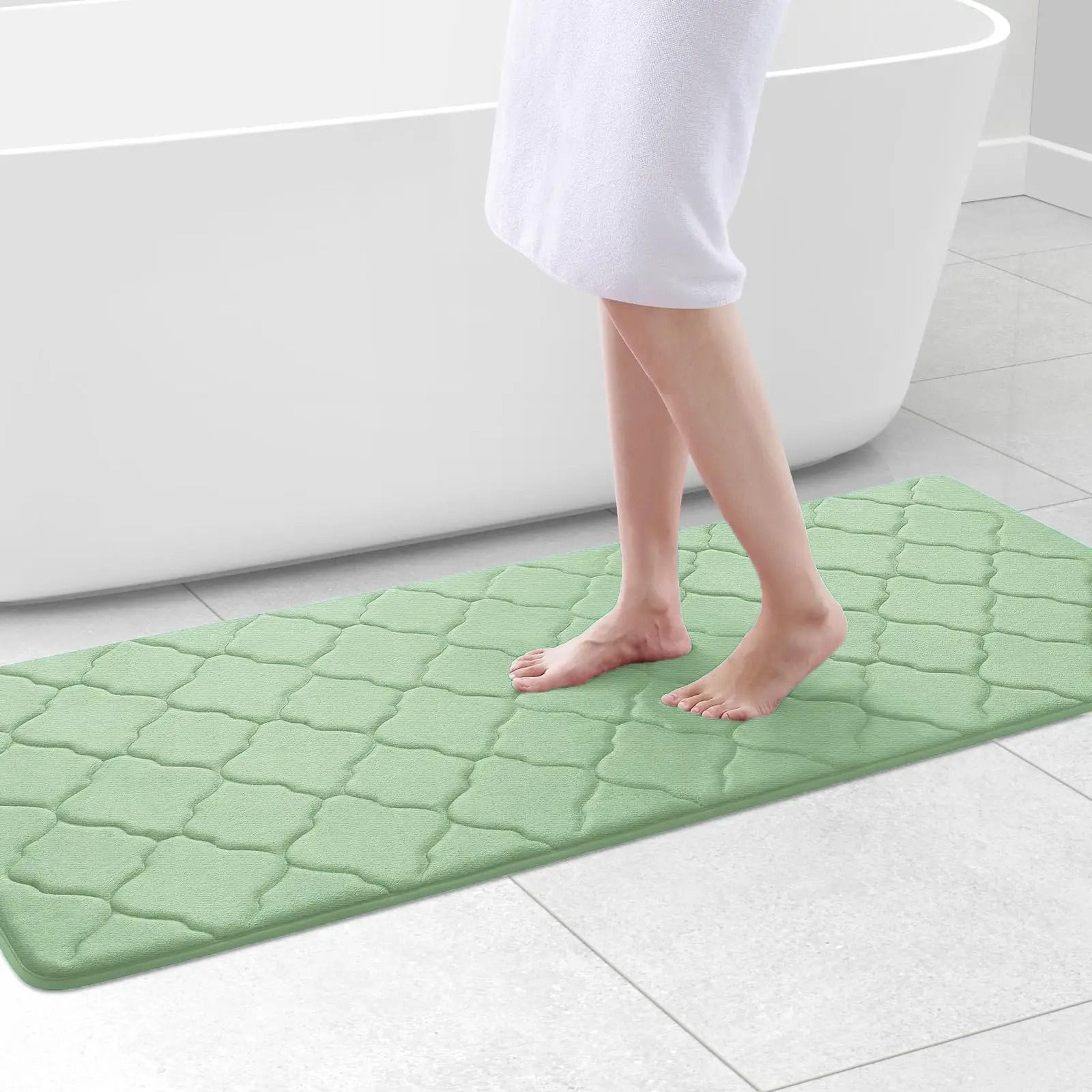 Homaxy Lattice Memory Foam Bath Mat  NonSlip Absorbent Bathroom Rug  Thick Soft Foam Floor Carpet F 26