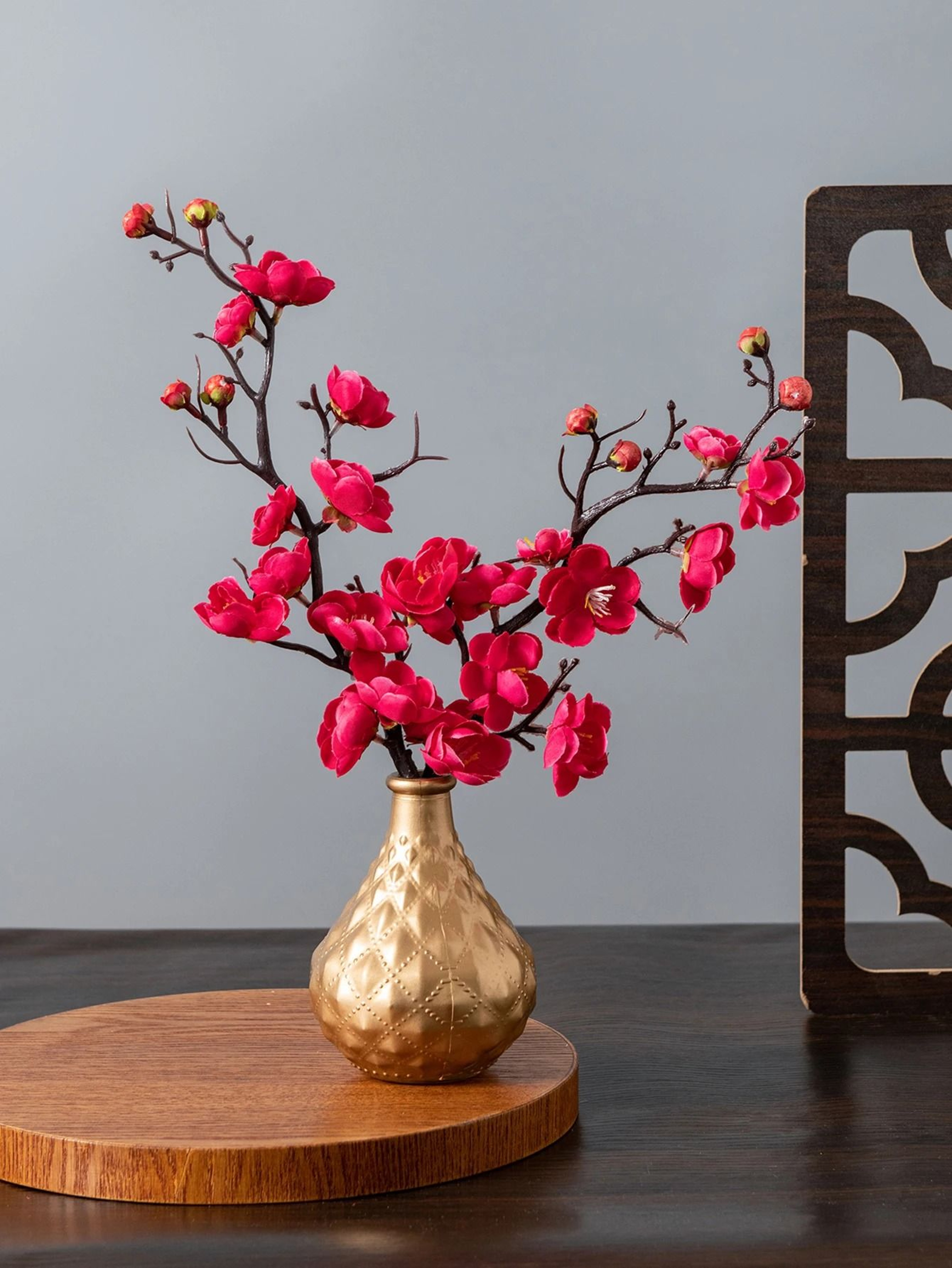 Spring Plum Blossom Peach Branch  29cm Silk Artificial Flowers  Elegant Floral Stem For Wedding  Ta 9