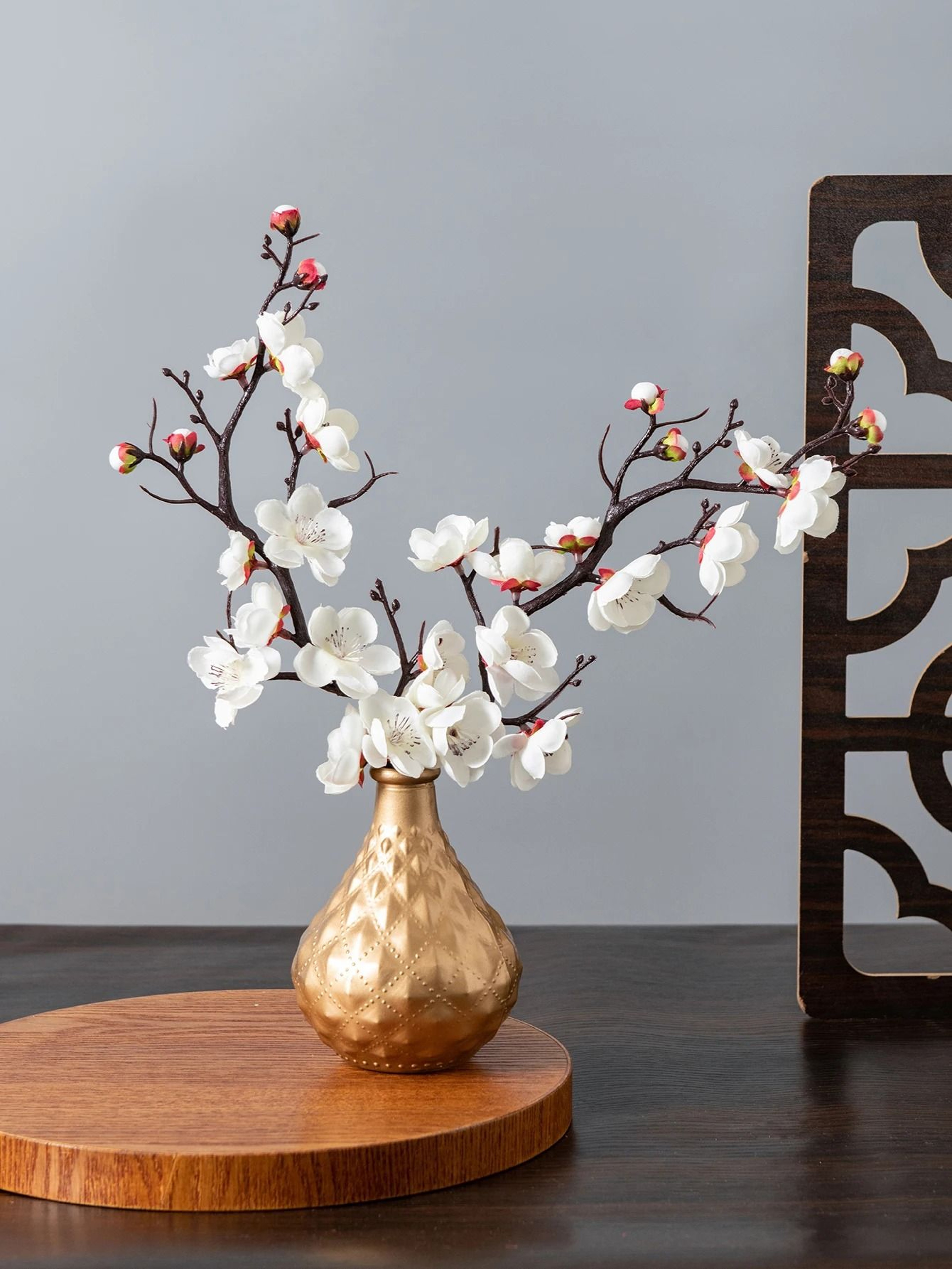 Spring Plum Blossom Peach Branch  29cm Silk Artificial Flowers  Elegant Floral Stem For Wedding  Ta 10