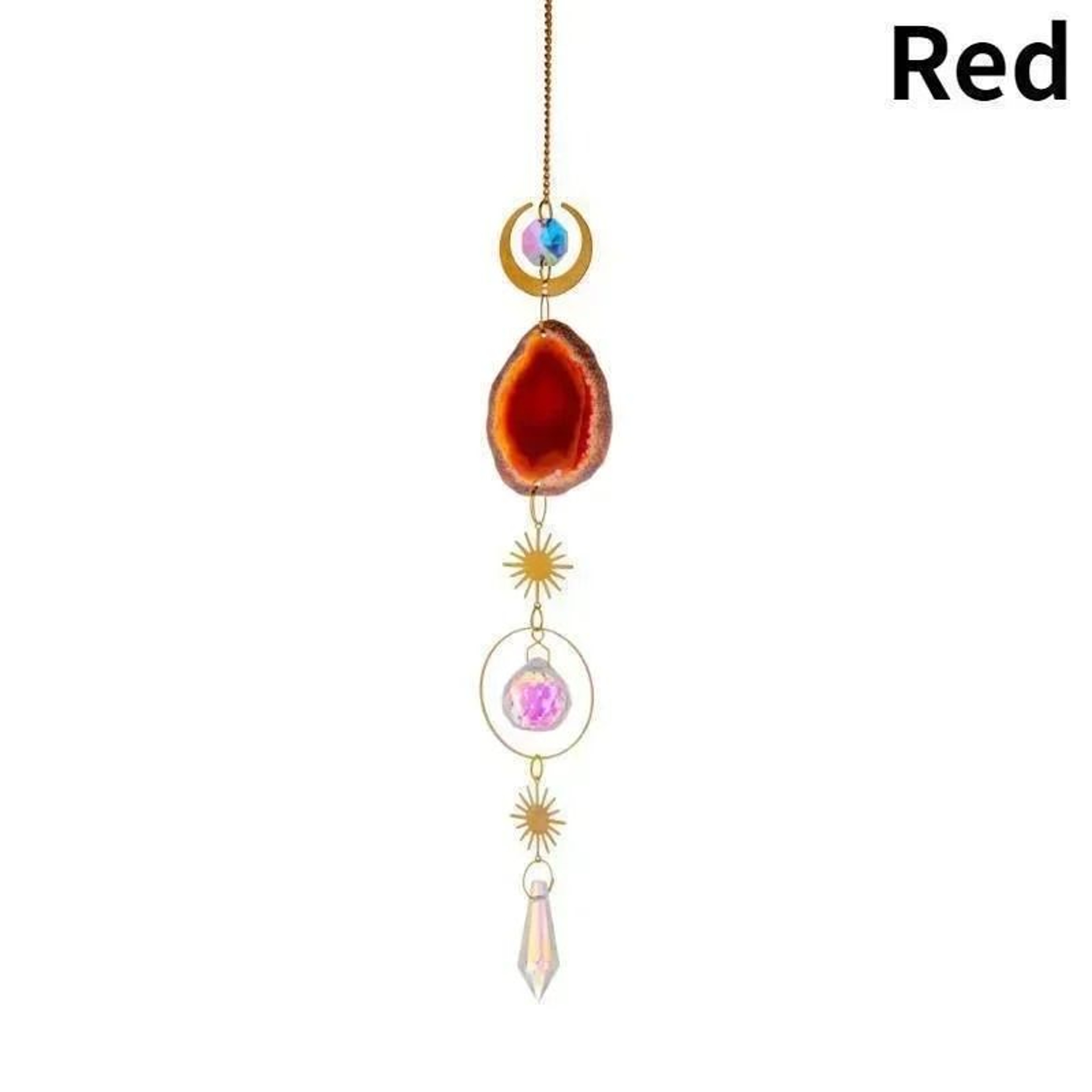 Crystal Sun And Moon Suncatcher  42cm Rainbow Prism Hanging Ornament  Celestial Window Decor For Ga 7