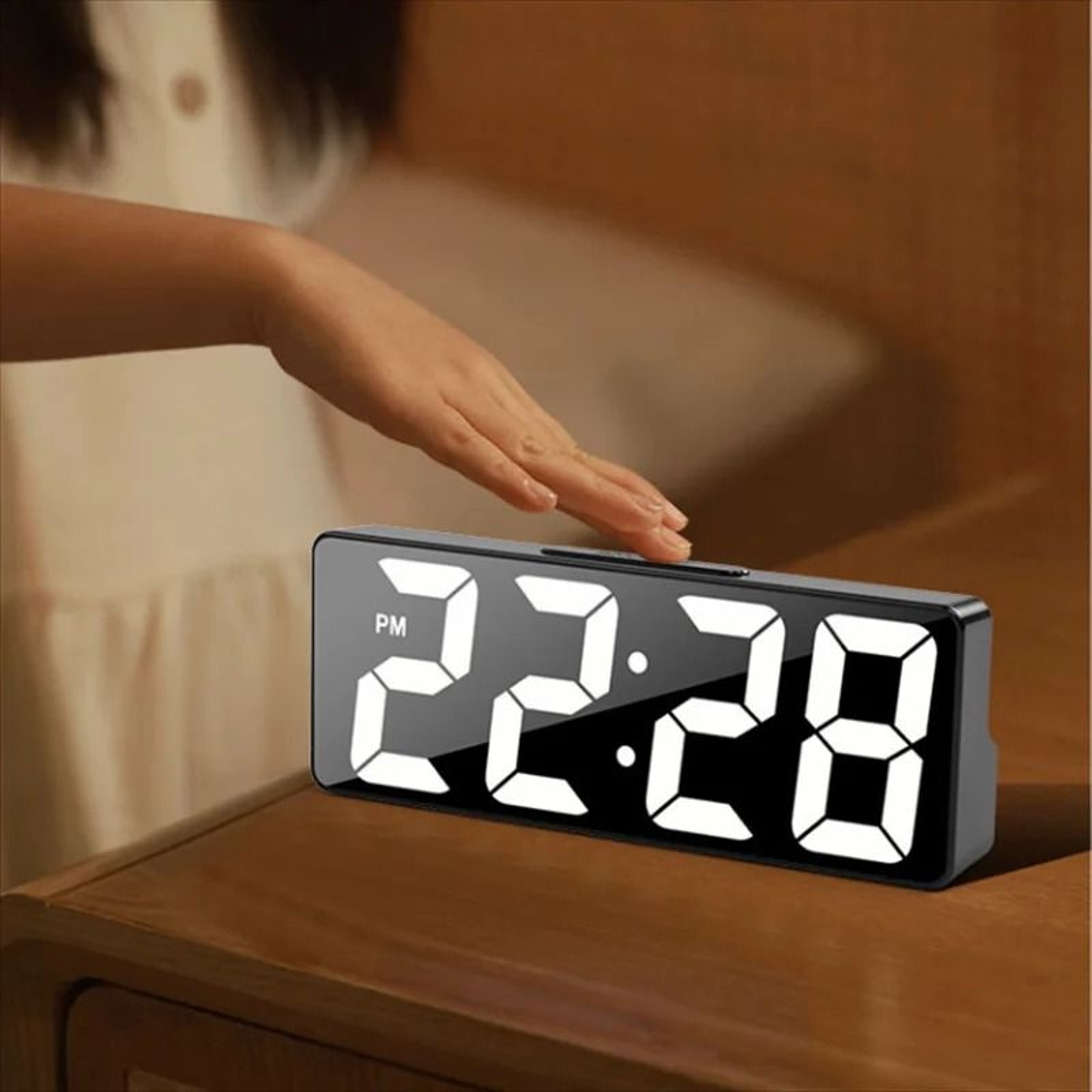 LED Digital Alarm Clock With Temperature  Modern RGB Desktop Clock For Bedroom  Adjustable Brightne 2