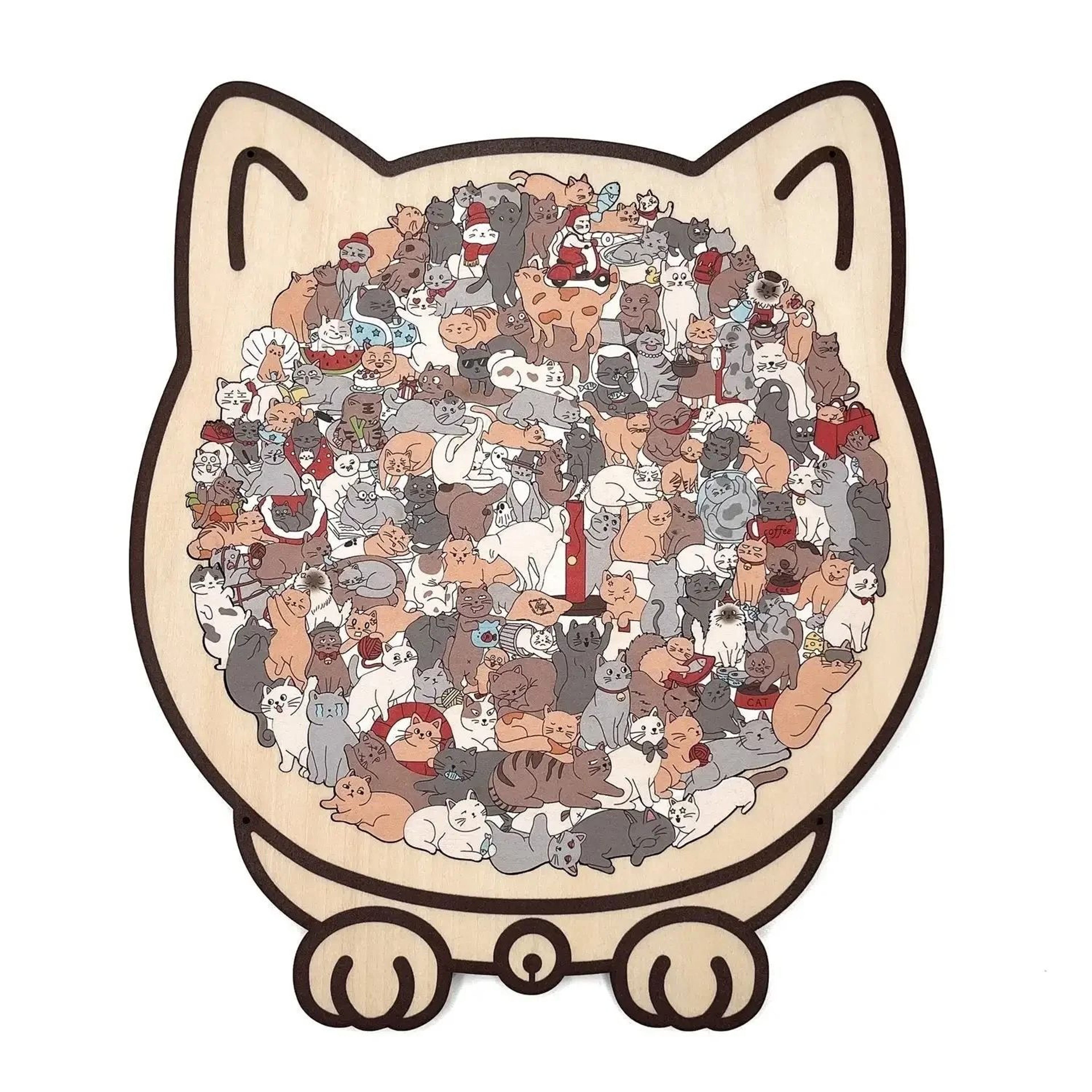 135Piece Cat Wooden Jigsaw Puzzle  Unique Irregular Shape Game  Creative Gift For Cat Lovers  Home  7