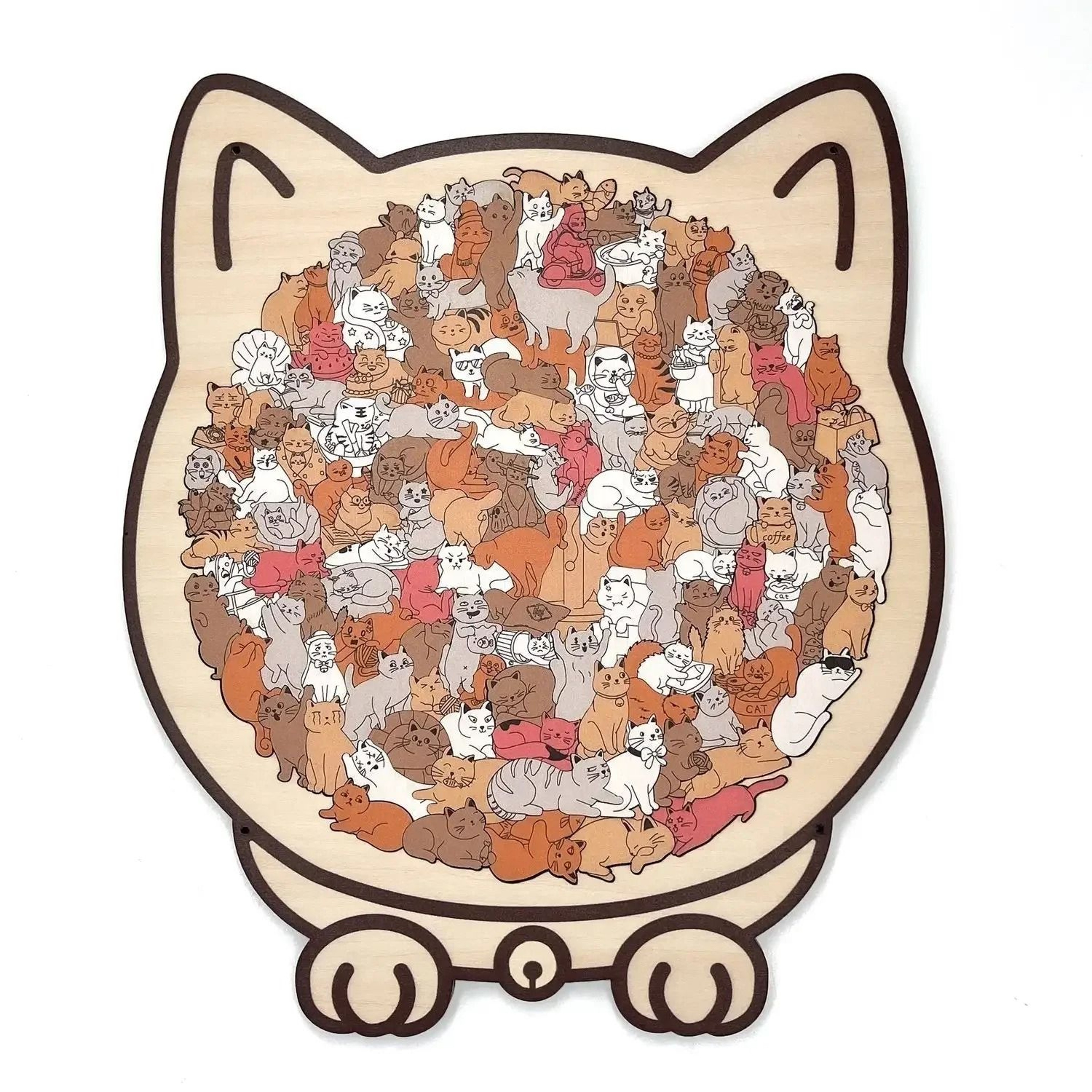 135Piece Cat Wooden Jigsaw Puzzle  Unique Irregular Shape Game  Creative Gift For Cat Lovers  Home  8