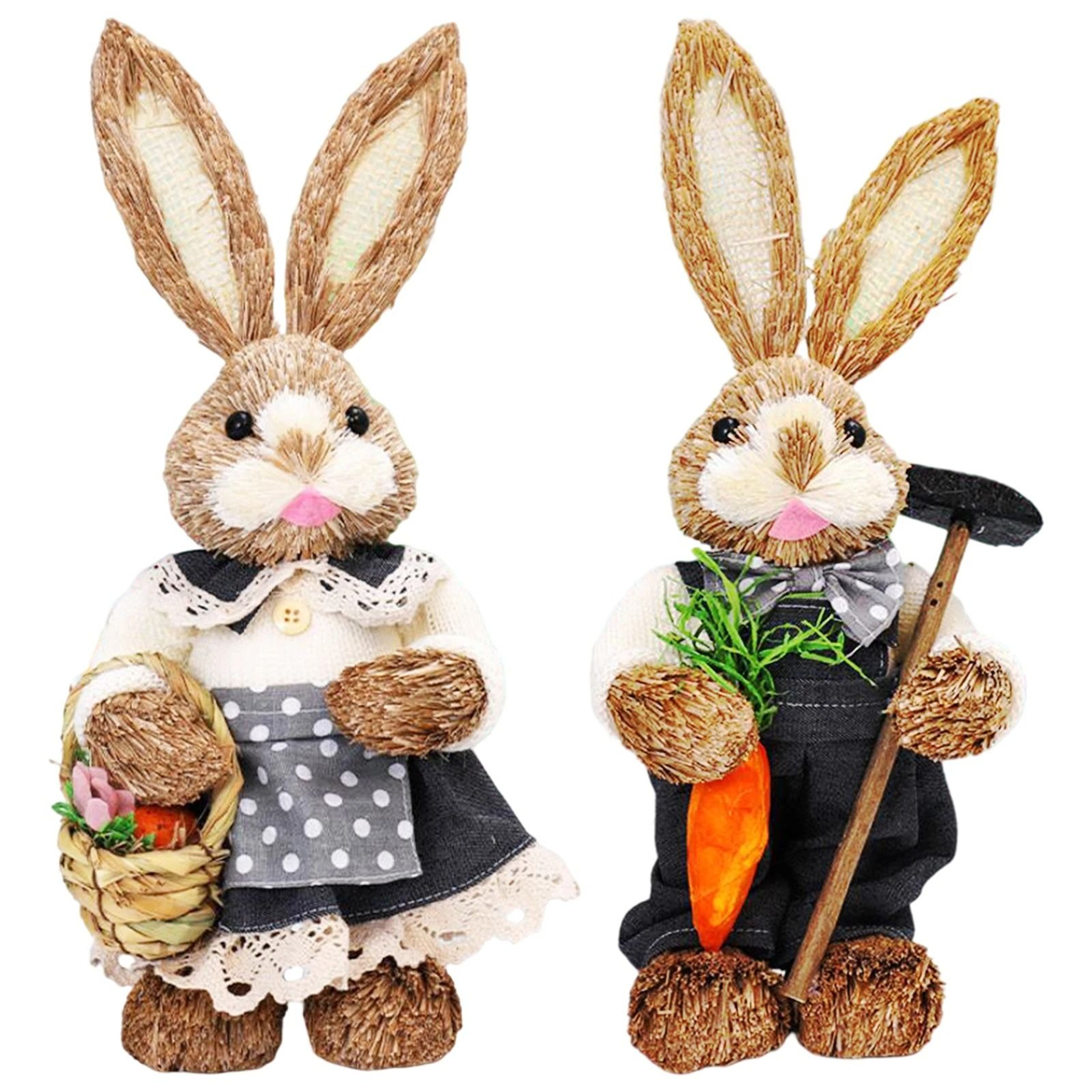 35cm Artisan Straw Easter Bunny  HandWoven Spring Rabbit Sculpture  Rustic Garden  Wedding Celebrat 11