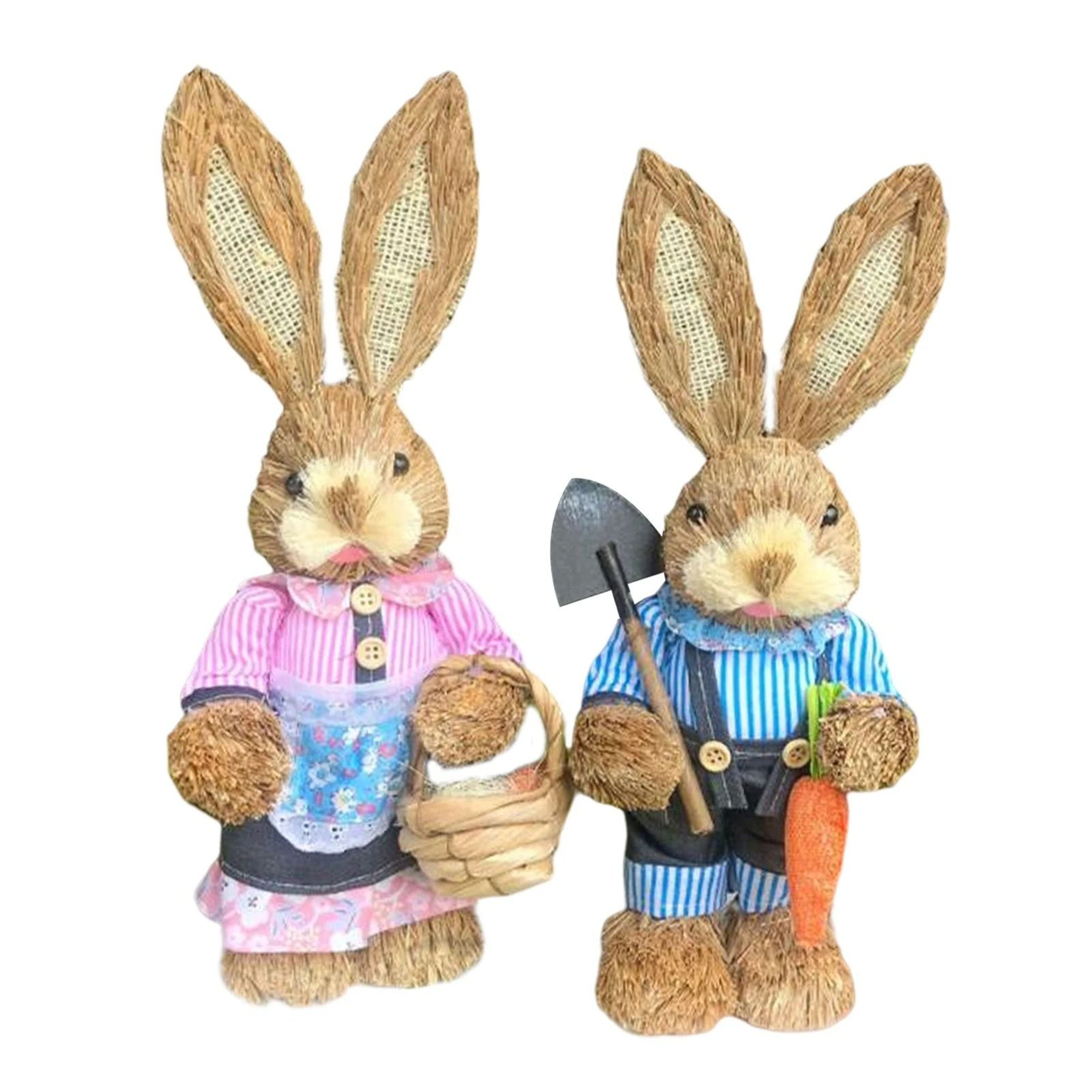 35cm Artisan Straw Easter Bunny  HandWoven Spring Rabbit Sculpture  Rustic Garden  Wedding Celebrat 12
