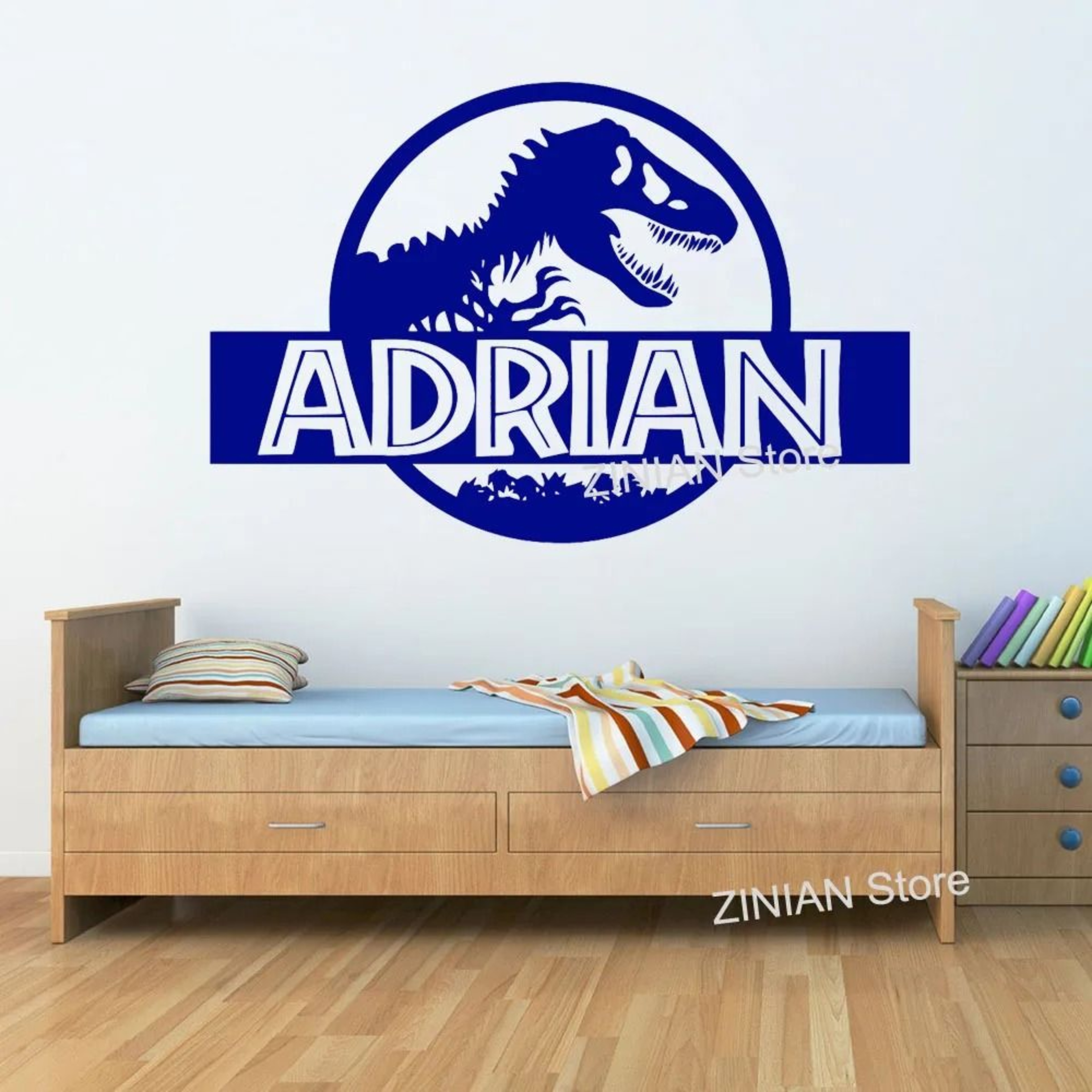 Custom Jurassic Park Wall Decal  Personalized Dinosaur TRex Name Sticker  Bespoke Kids Room Decor G 2