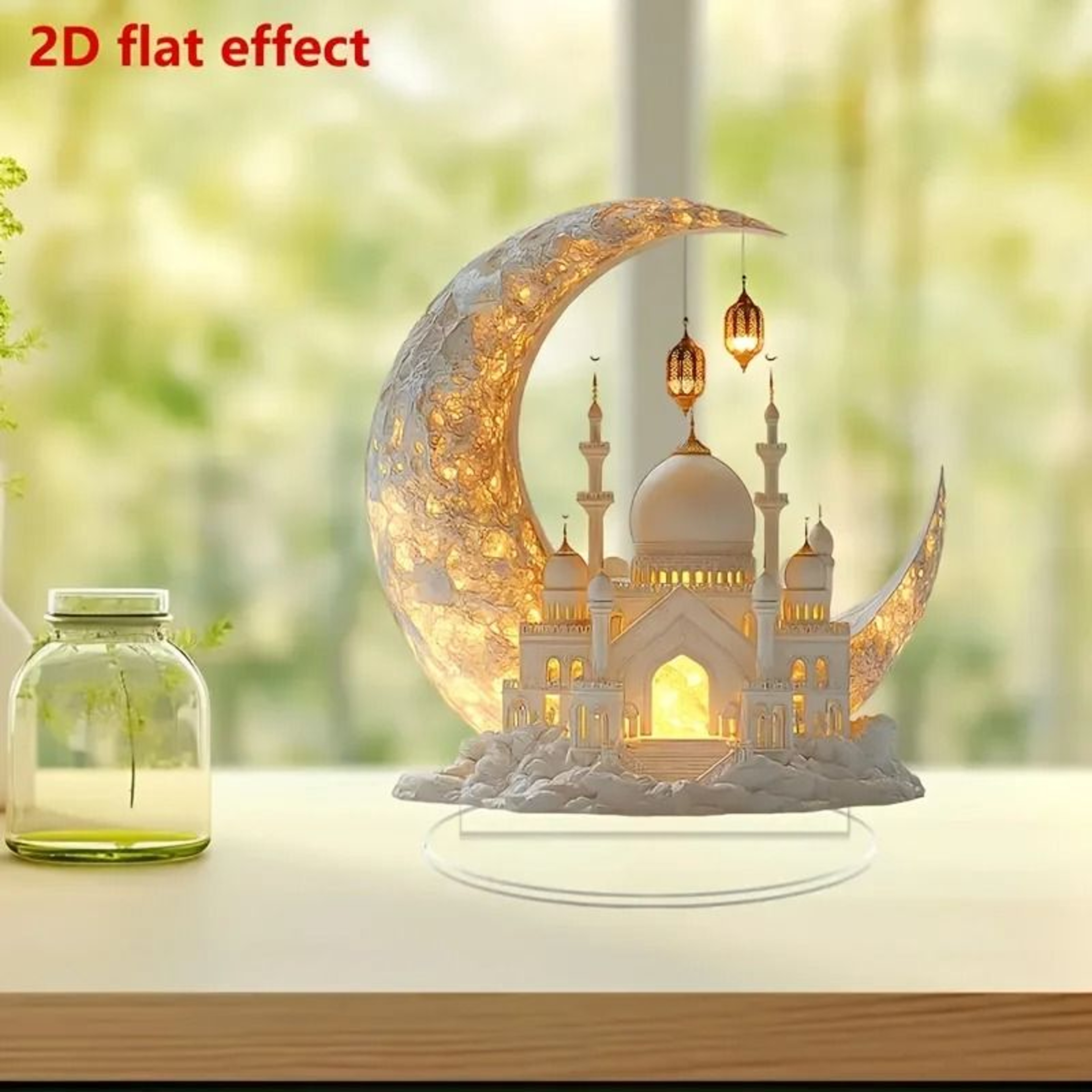 Eid Acrylic Mosque Tabletop Decor  2D Graphic Window Display  Professional Ramadan  Celebration Gif 1