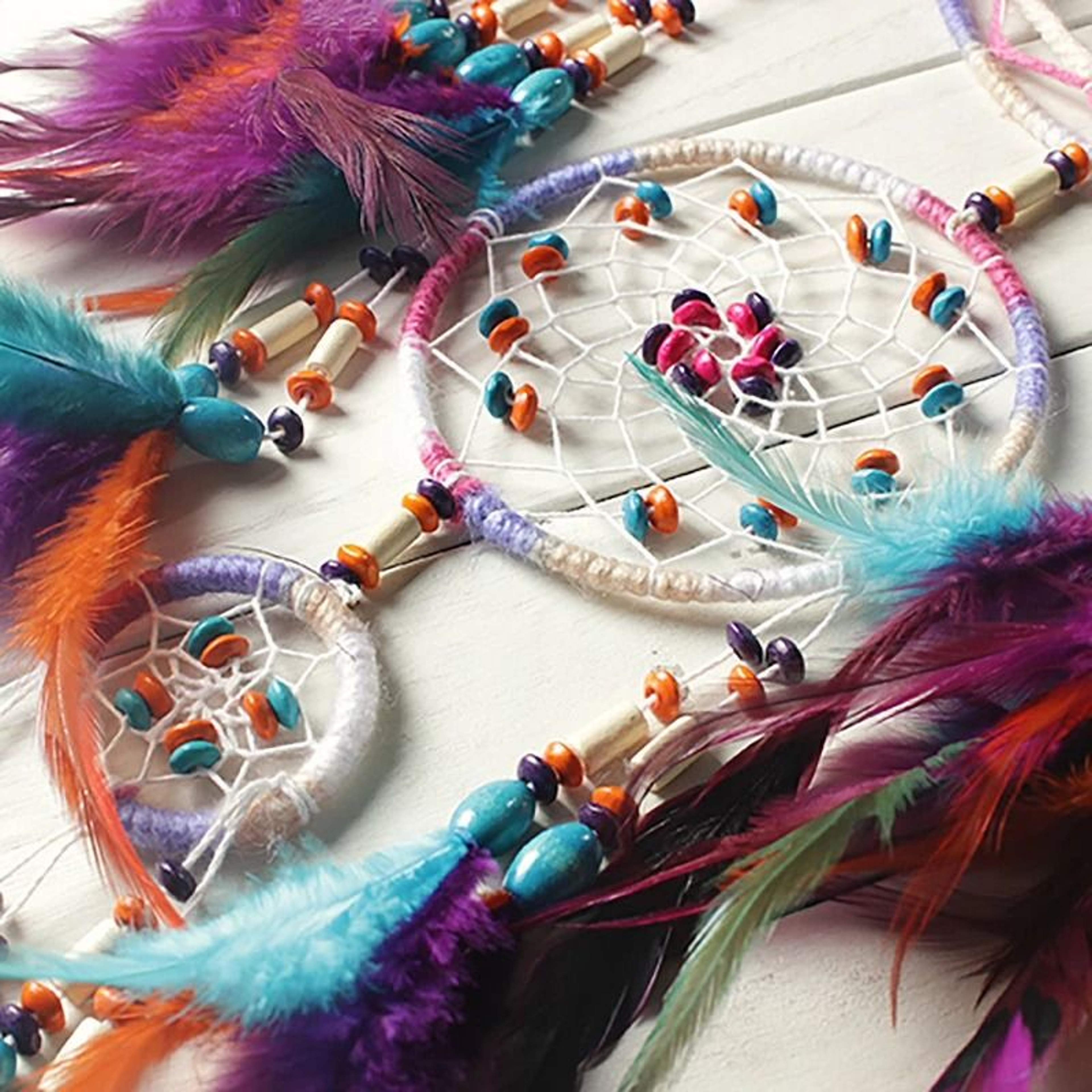 Artisan FiveRing Dream Catcher  Handmade Grand Cascading Wall Pendant  Professional Executive Bedro 5