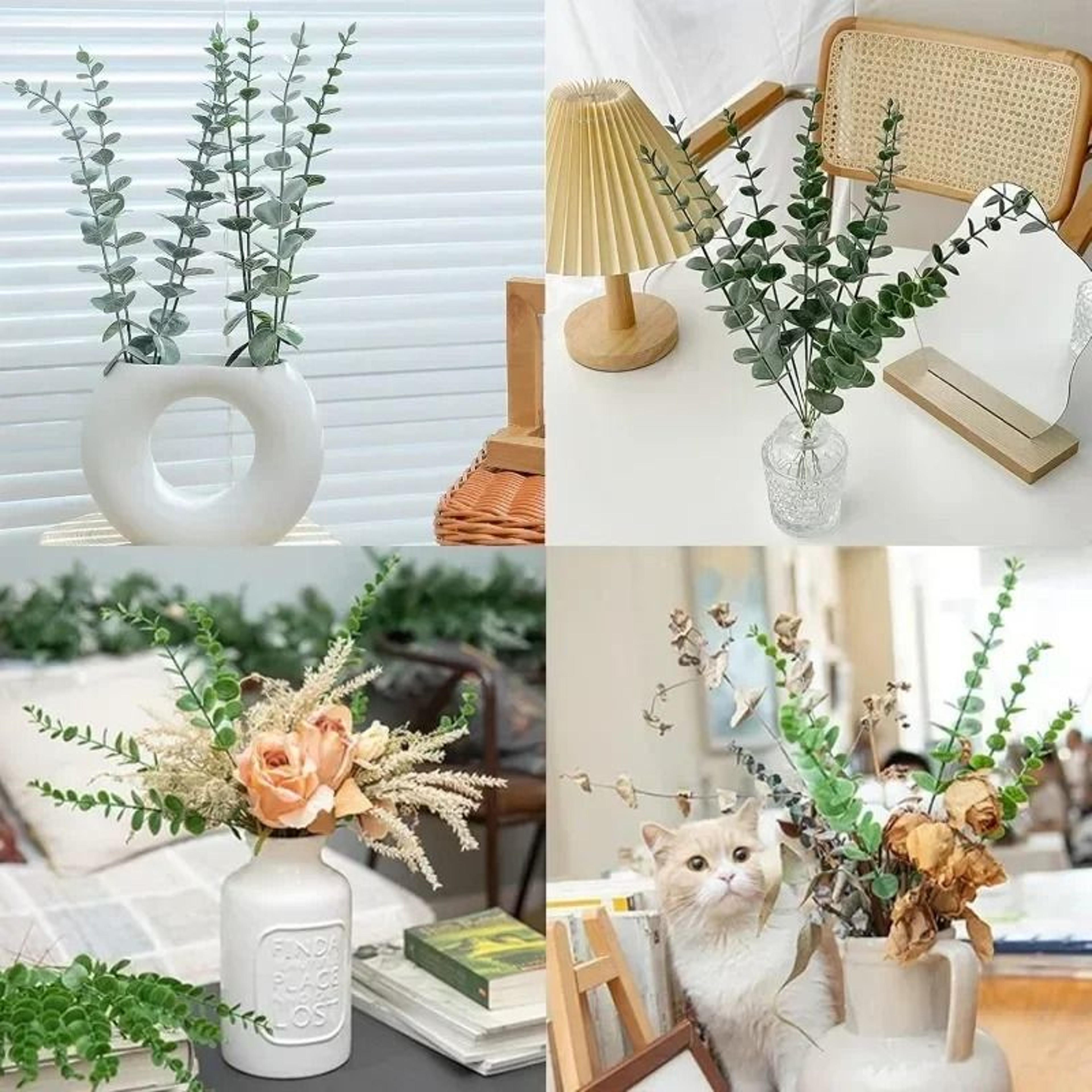 Artificial Eucalyptus Leaf Stems  Silk Greenery Branches  Professional Wedding  Home Sanctuary Deco 5