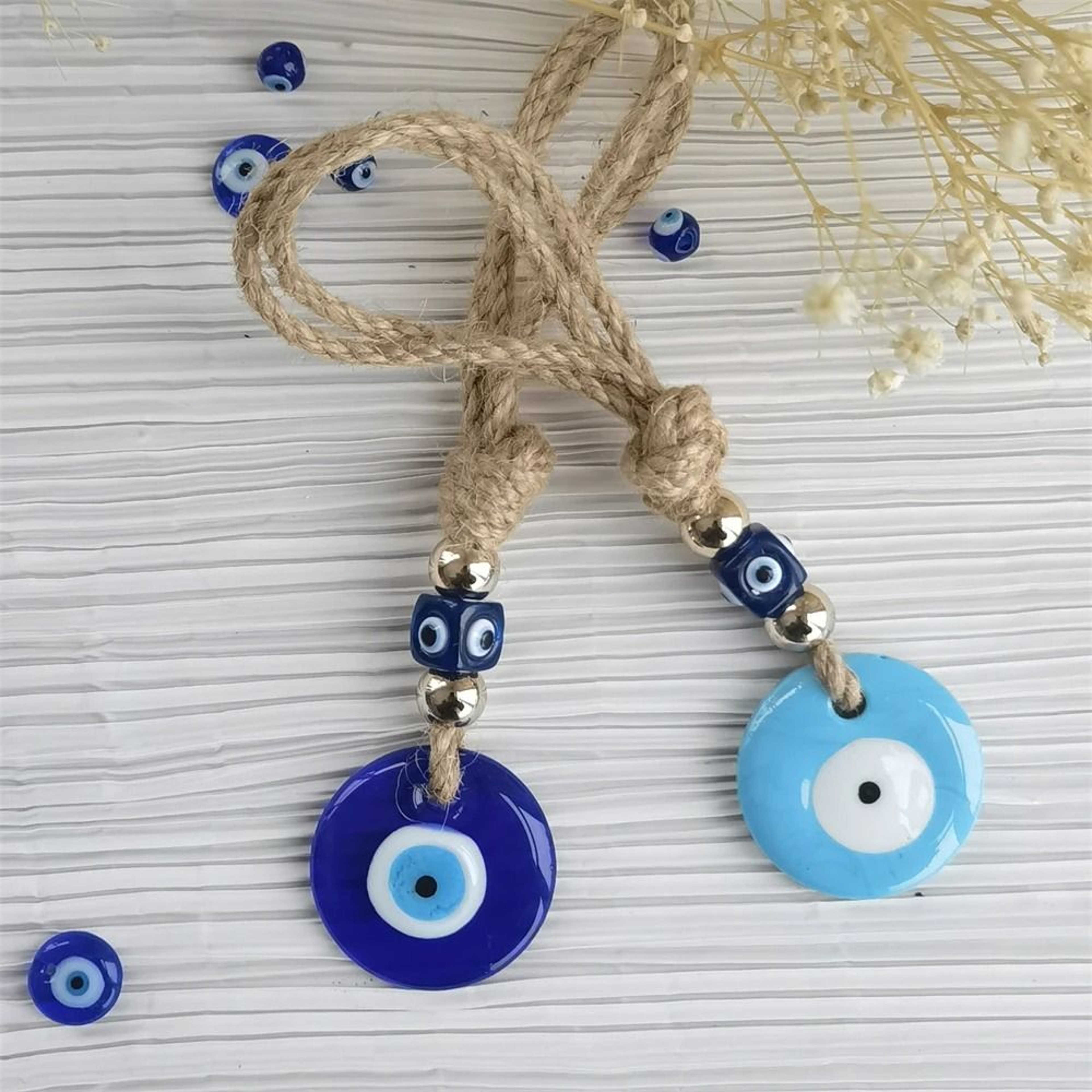 Handcrafted Blue Evil Eye Charm  Glass Nazar Wall Hanging  Executive Protection  Sanctuary Home Dec 2