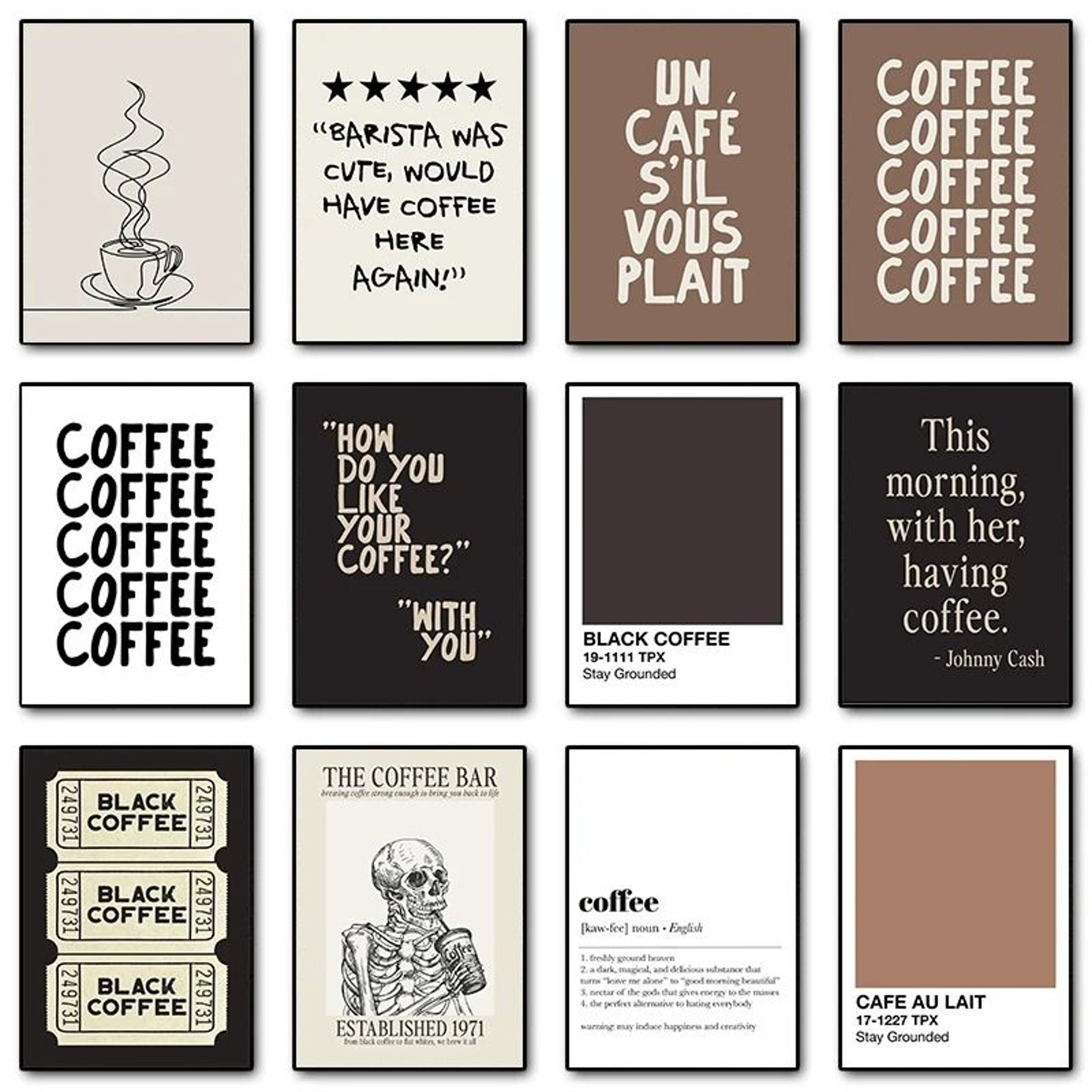 Skeleton Coffee Line Art Canvas  Minimalist Cafe Wall Decor  Executive Kitchen  Coffee Bar Sanctuar 0