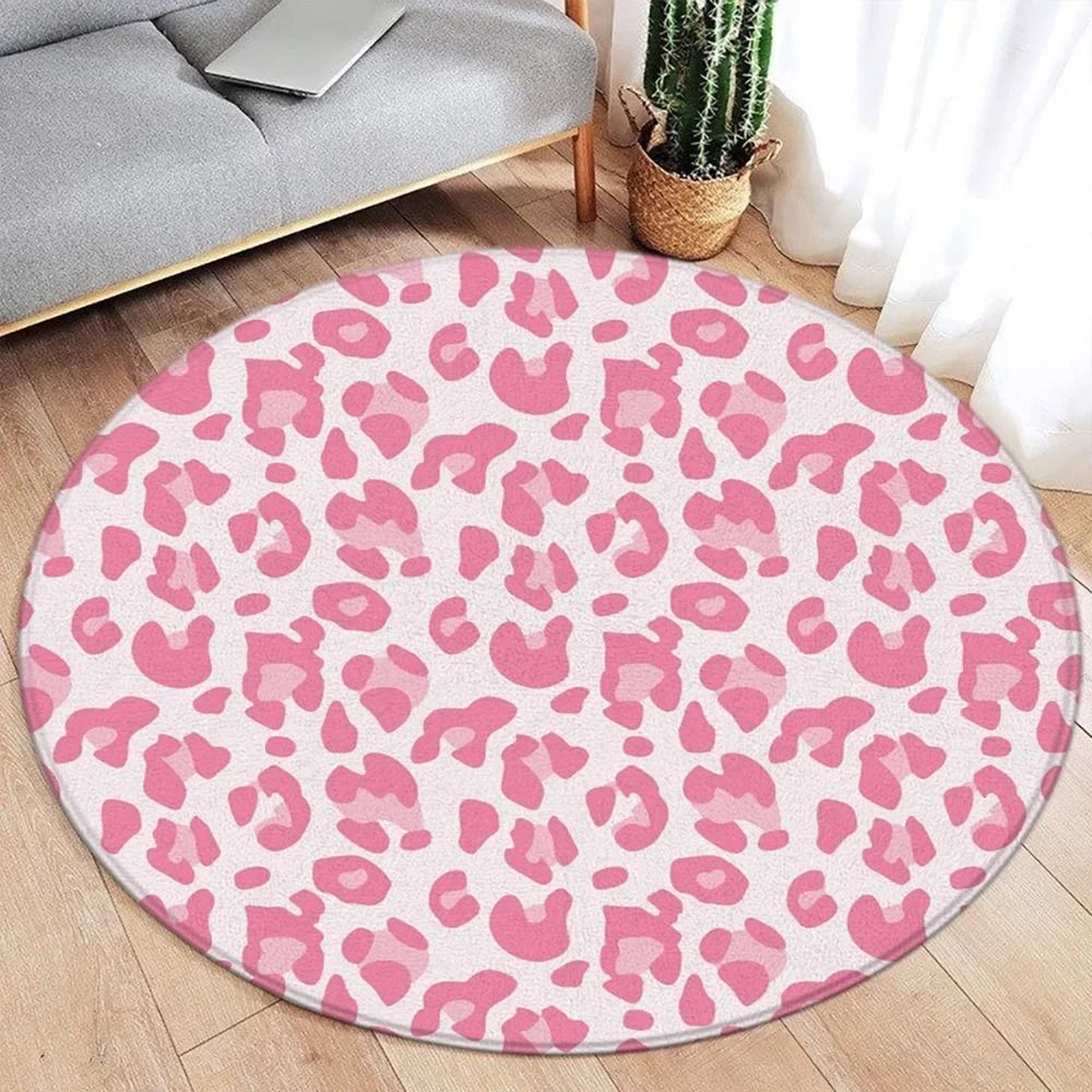 Brown Leopard Round Carpet  Premium Animal Fur Pattern Rug  Executive Living Room  Bedroom Sanctuar 10