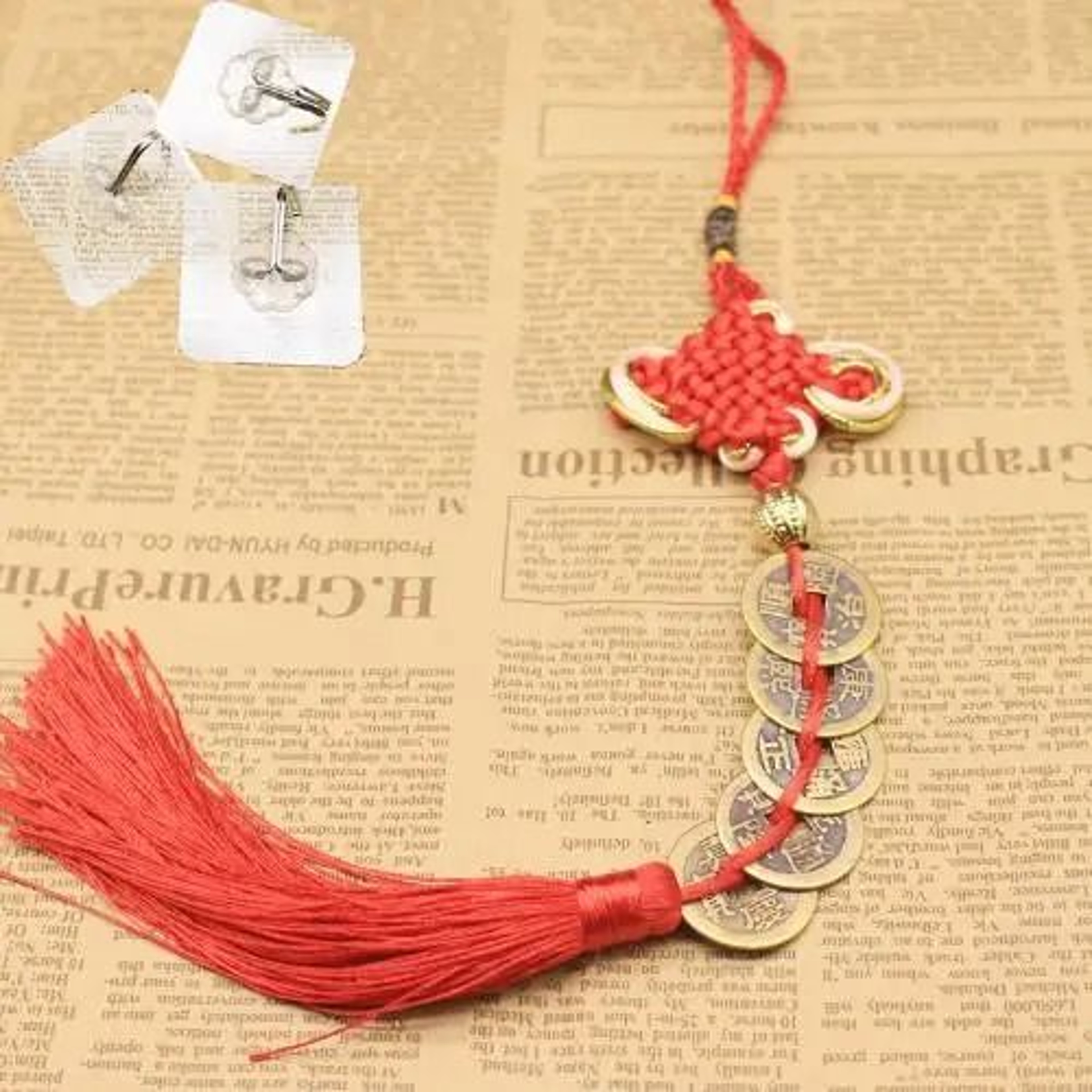 Artisan Prosperity Talisman  Five Emperors Lucky Coins  Chinese Knot  Executive Home  Zen Sanctuary 8