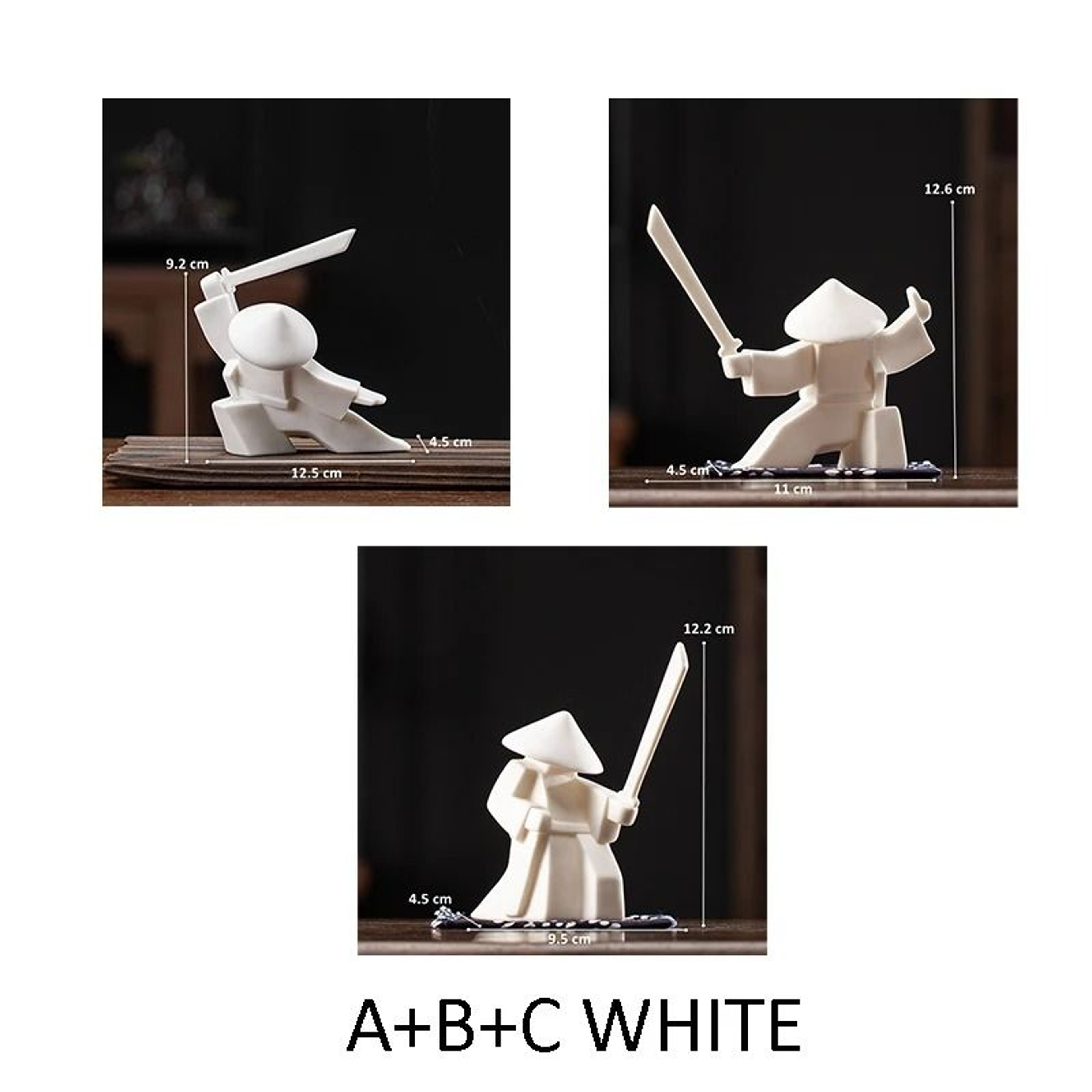 Blanc De Chine Samurai  Geometric Ceramic Warrior Figurine  Executive Studio  Oriental Sanctuary De 22