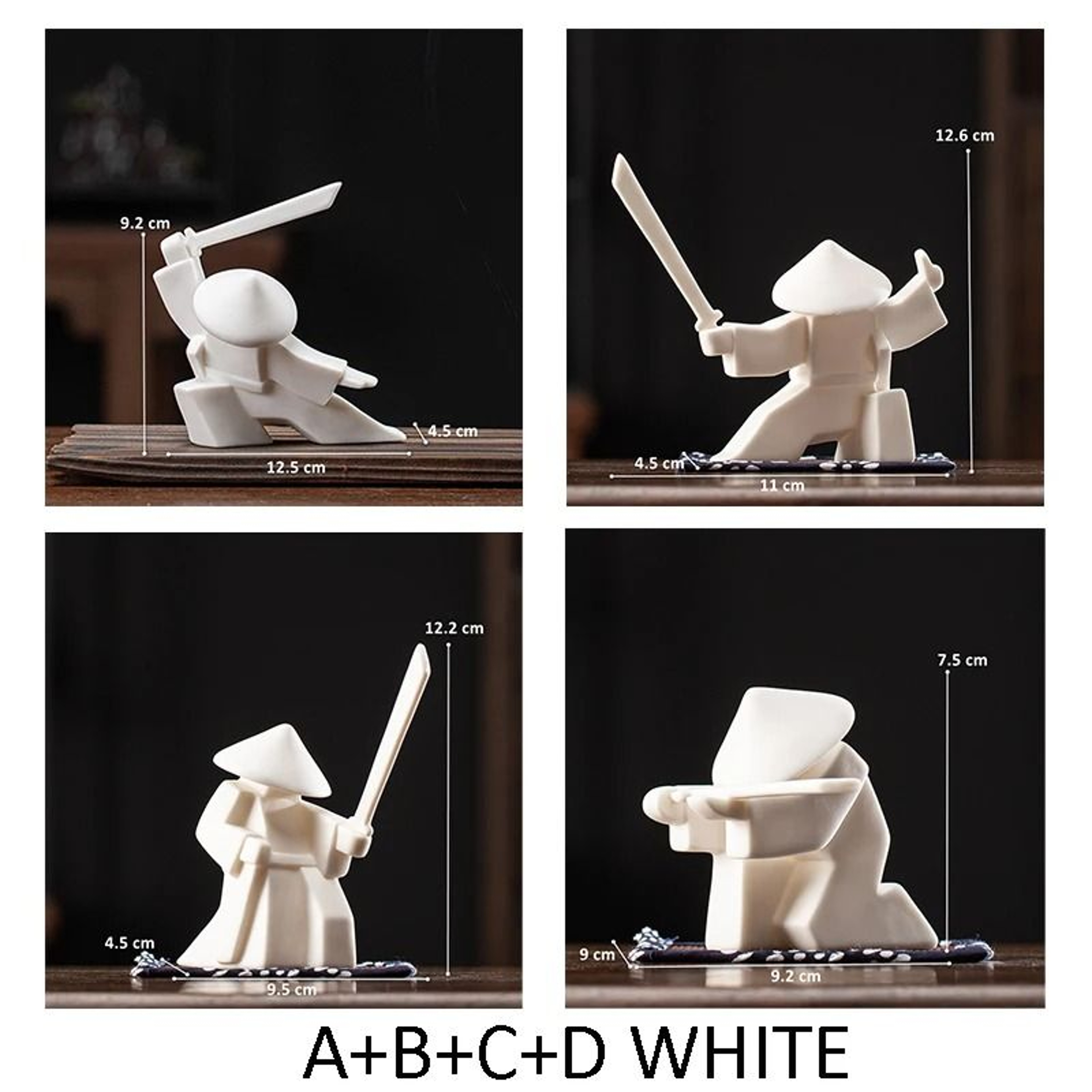 Blanc De Chine Samurai  Geometric Ceramic Warrior Figurine  Executive Studio  Oriental Sanctuary De 26