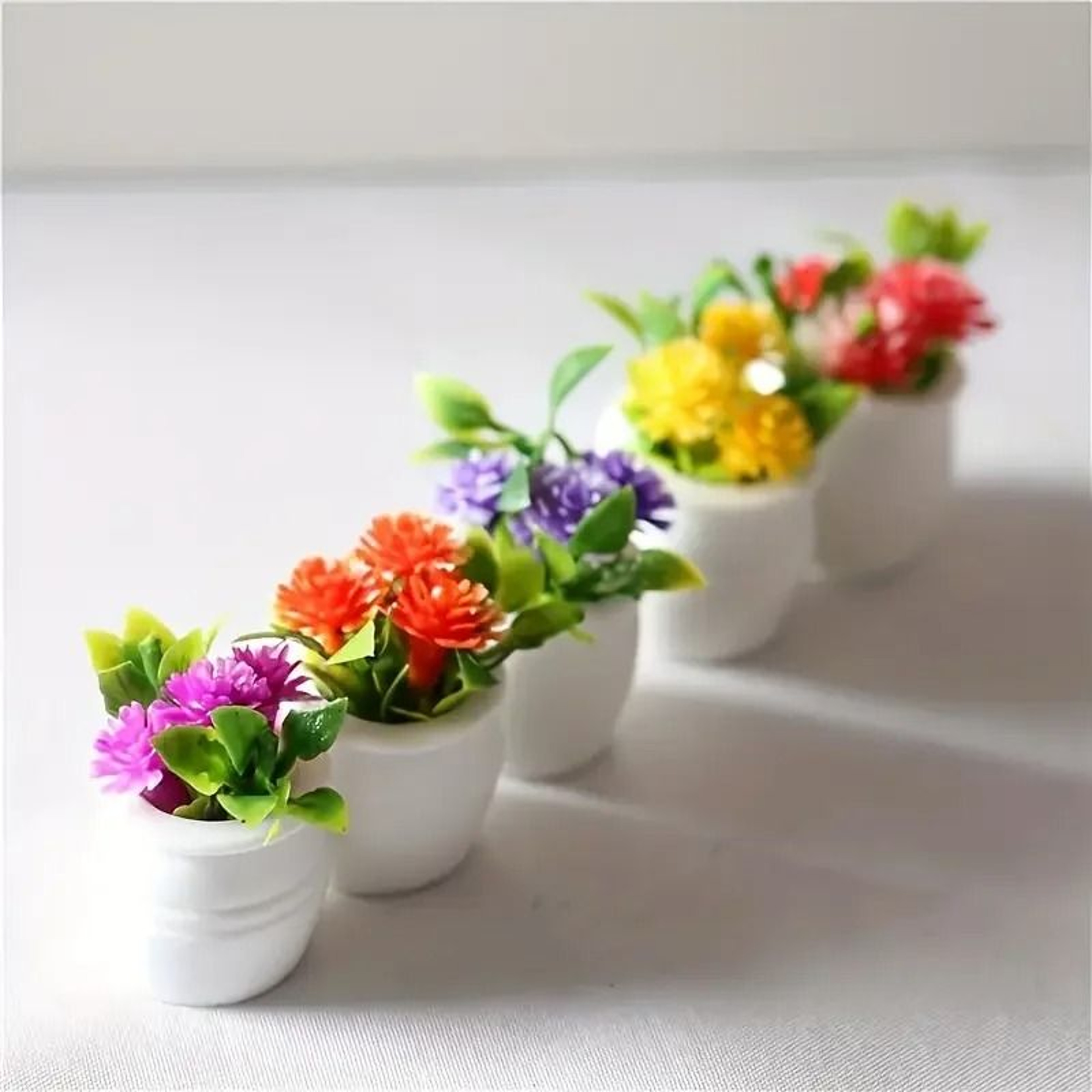 Botanical MicroBloom Set  5Pack Vibrant Miniature Flower Pots  Executive Desktop  Dollhouse Sanctua 0