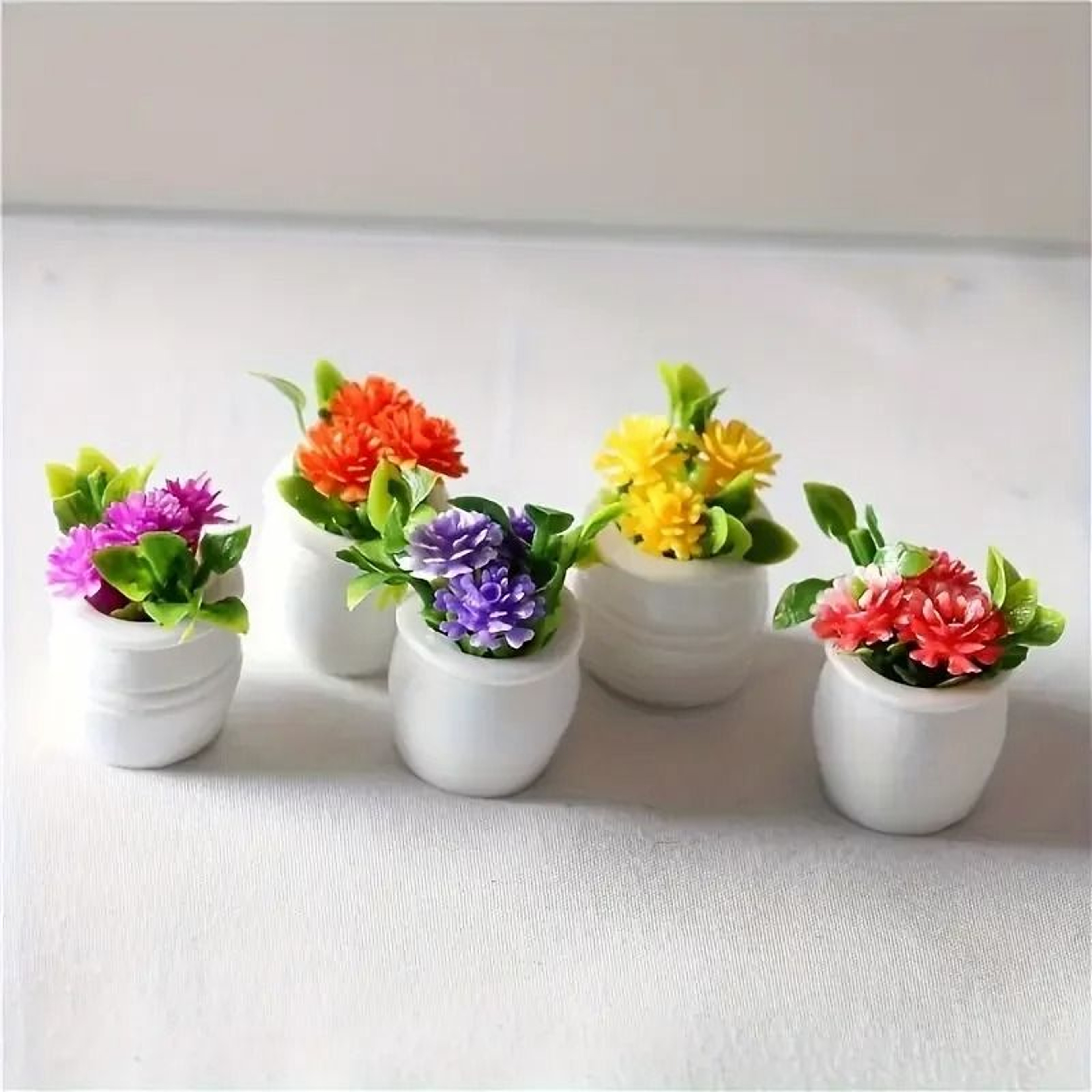 Botanical MicroBloom Set  5Pack Vibrant Miniature Flower Pots  Executive Desktop  Dollhouse Sanctua 1