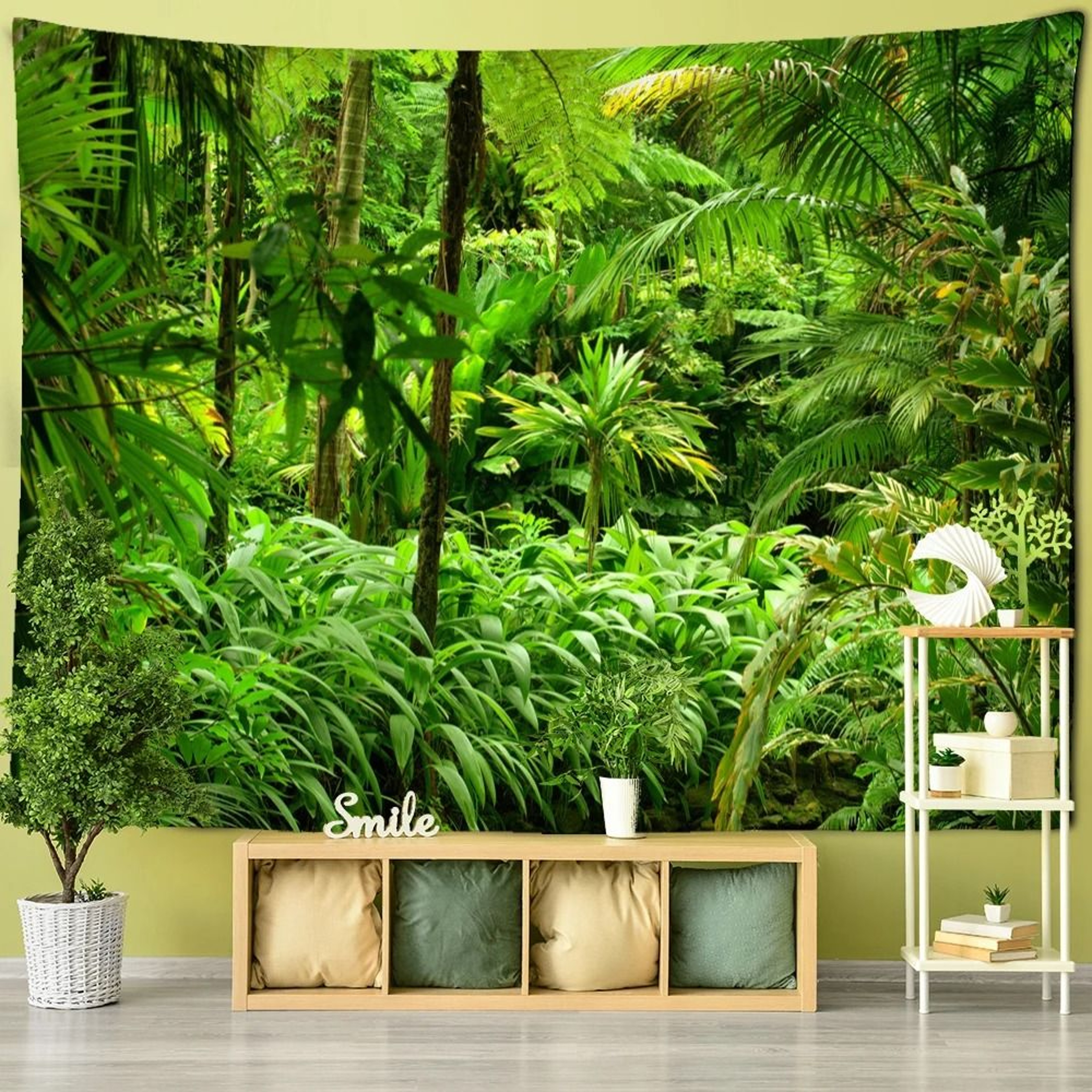 Towering Canopy Mural  Ancient Forest Scenery Tapestry  Executive Studio  Bohemian Sanctuary Decor 5