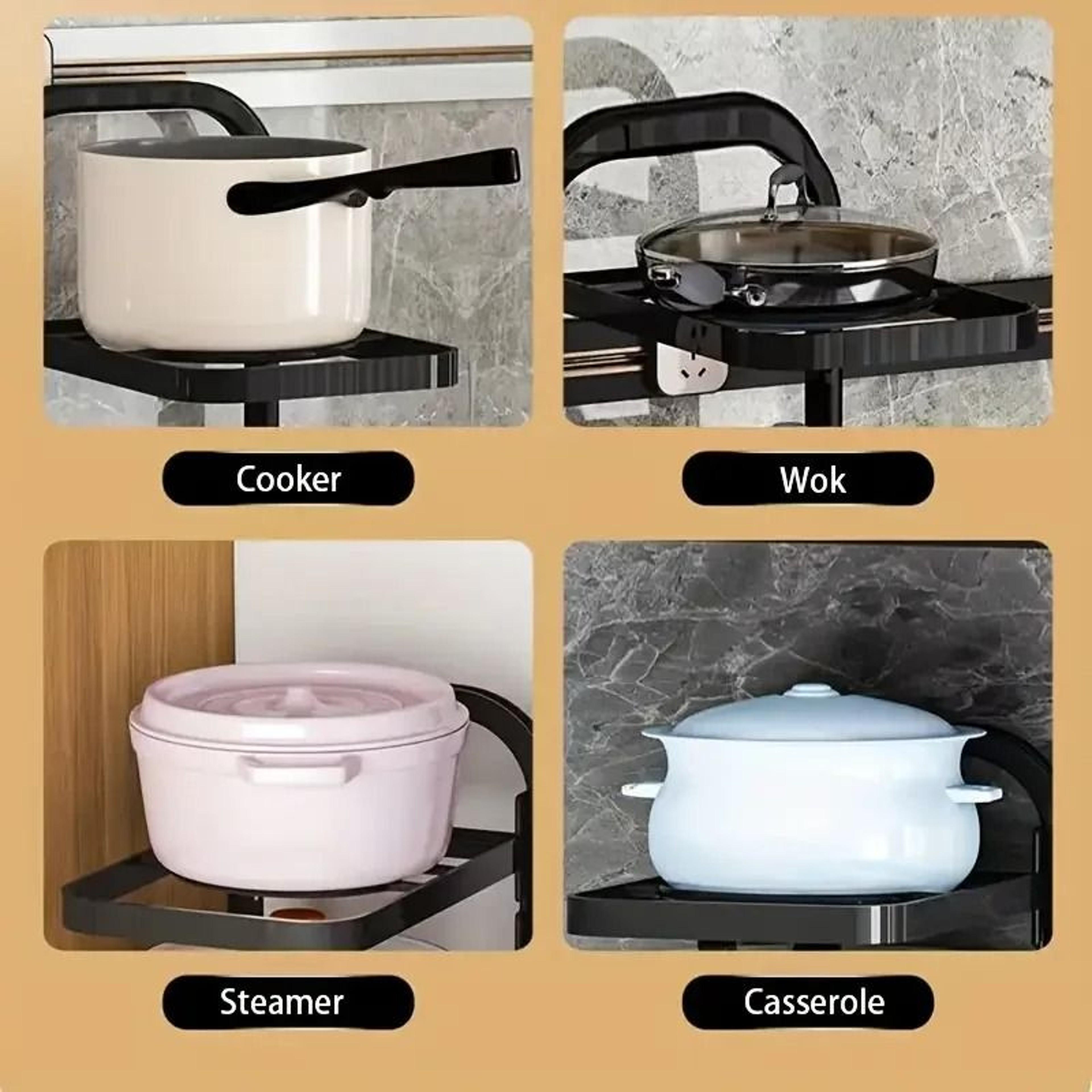 Basalt Height Adjustable Pot Rack  Stainless Steel 34 Layer UnderSink Organizer 3