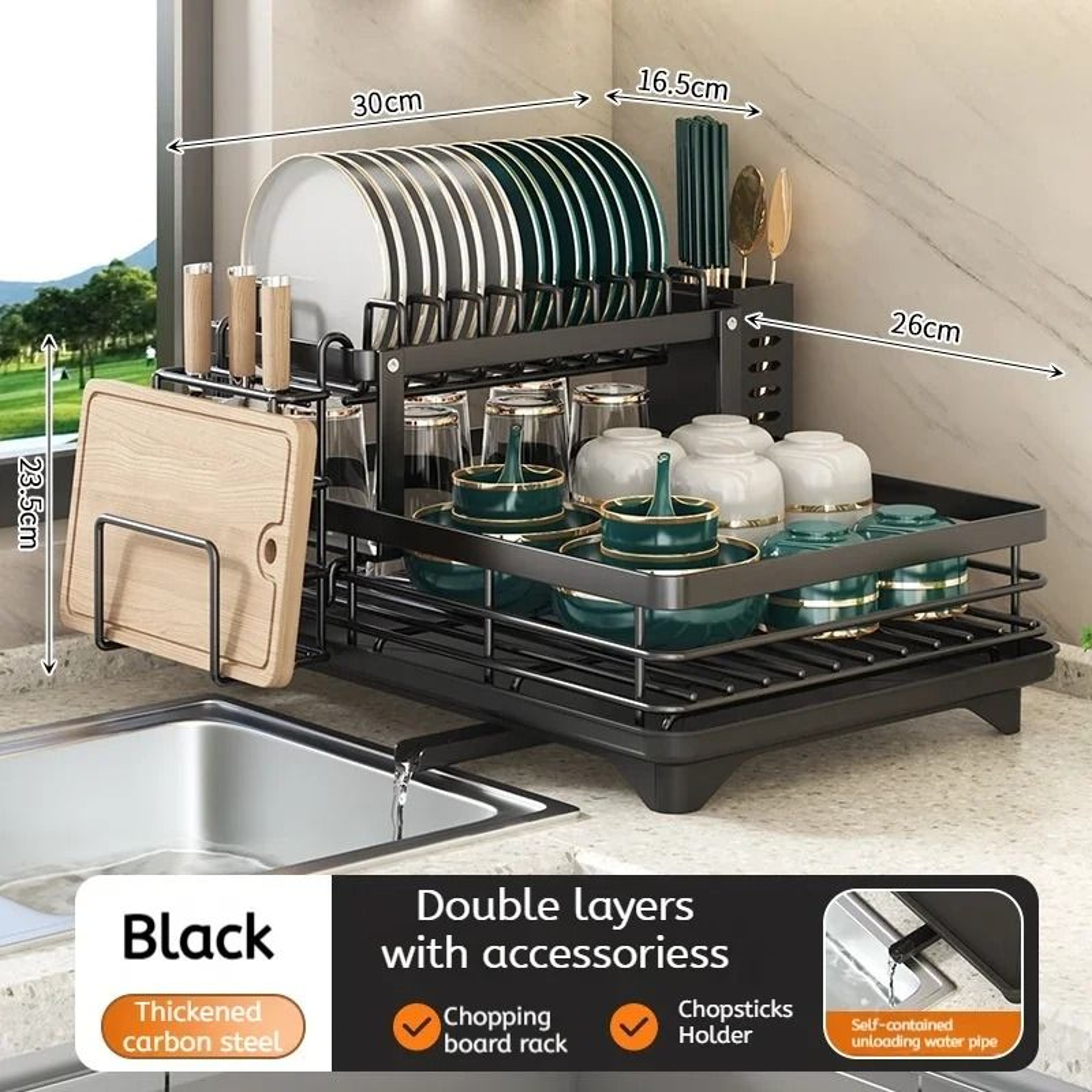 Titan Adjustable Dish Rack  OverSink Stainless Steel Storage Nexus With Integrated Drainboard 6