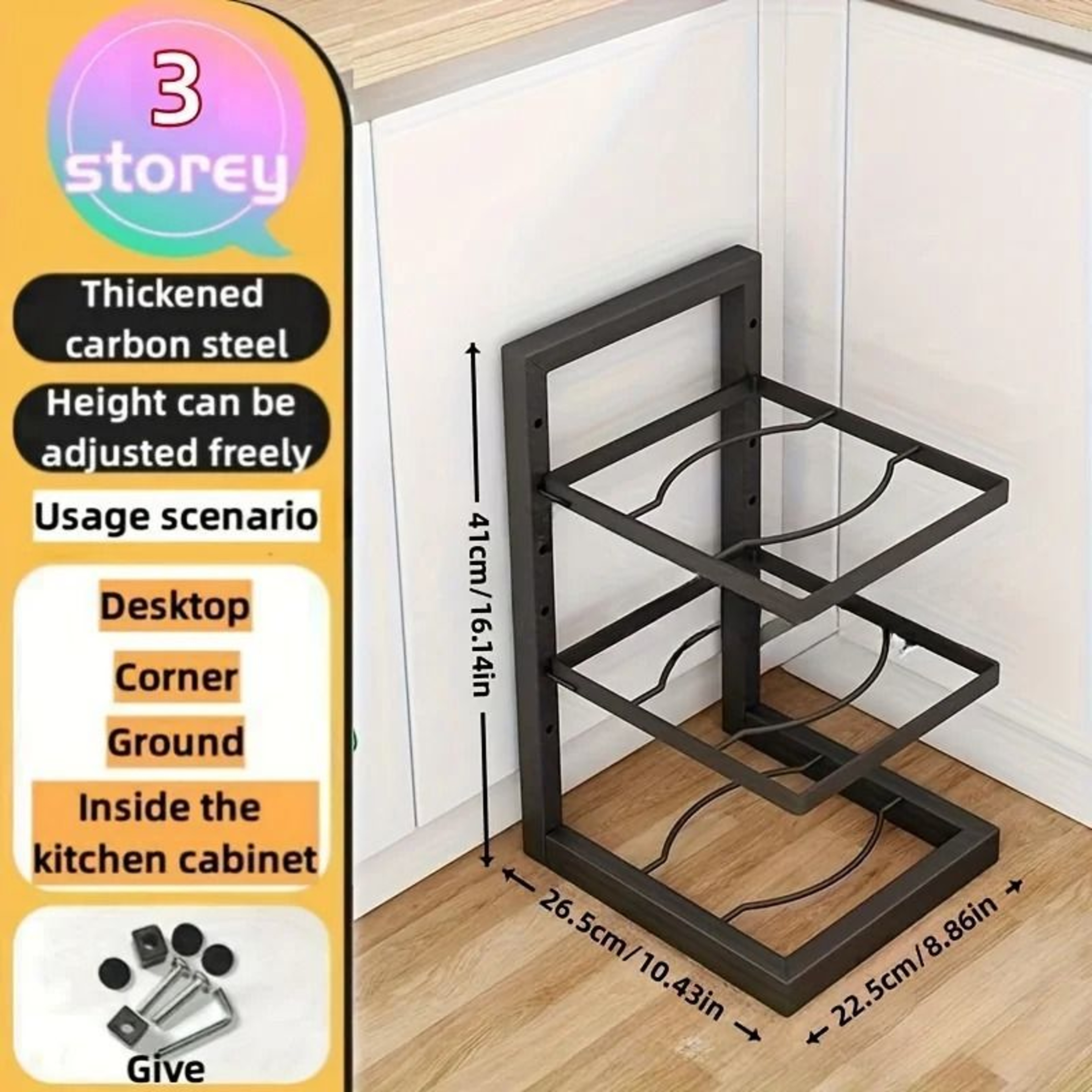 Nexus Modular Pot Rack  MultiLayer Adjustable Stainless Steel Pot  Pan Storage Organizer 10