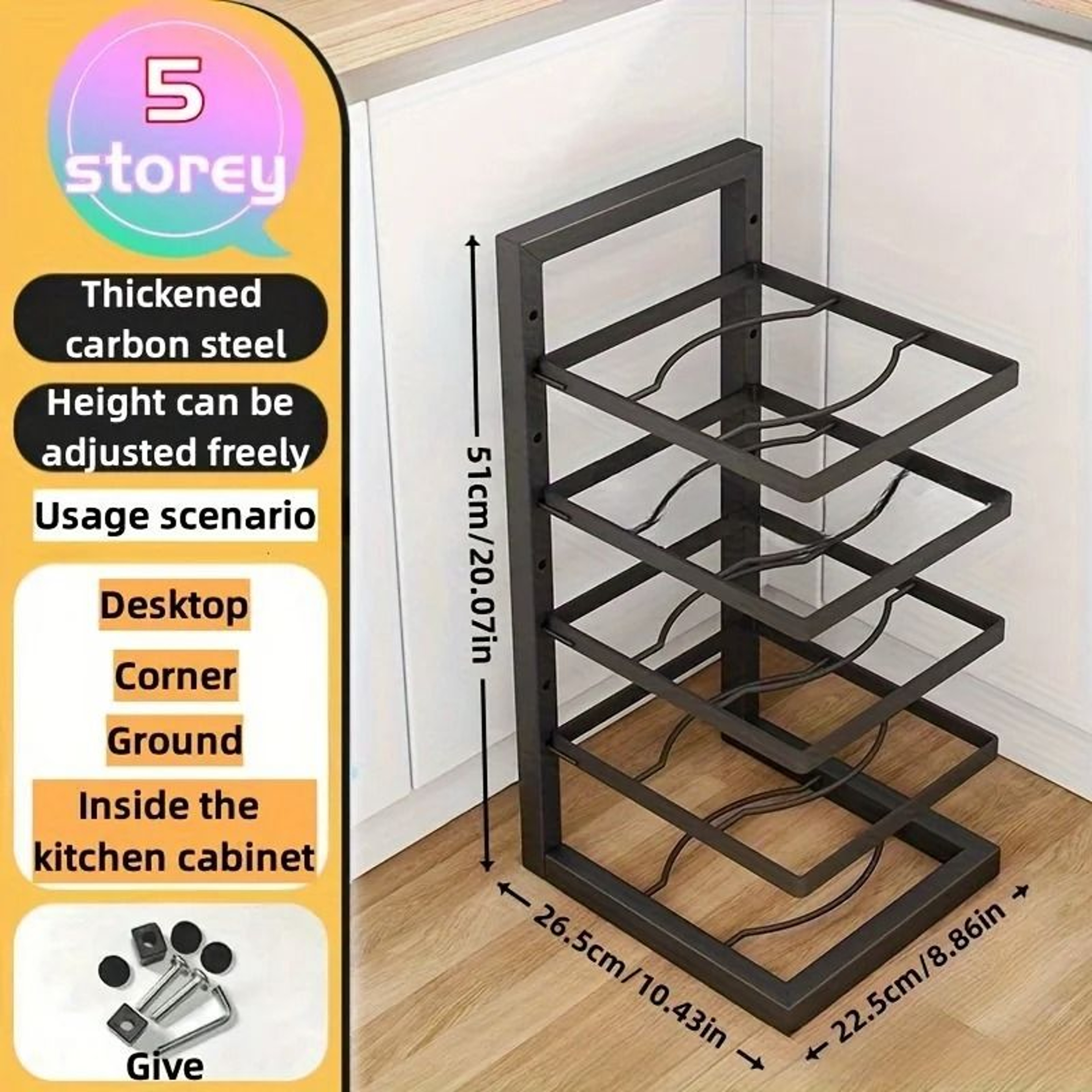 Nexus Modular Pot Rack  MultiLayer Adjustable Stainless Steel Pot  Pan Storage Organizer 11