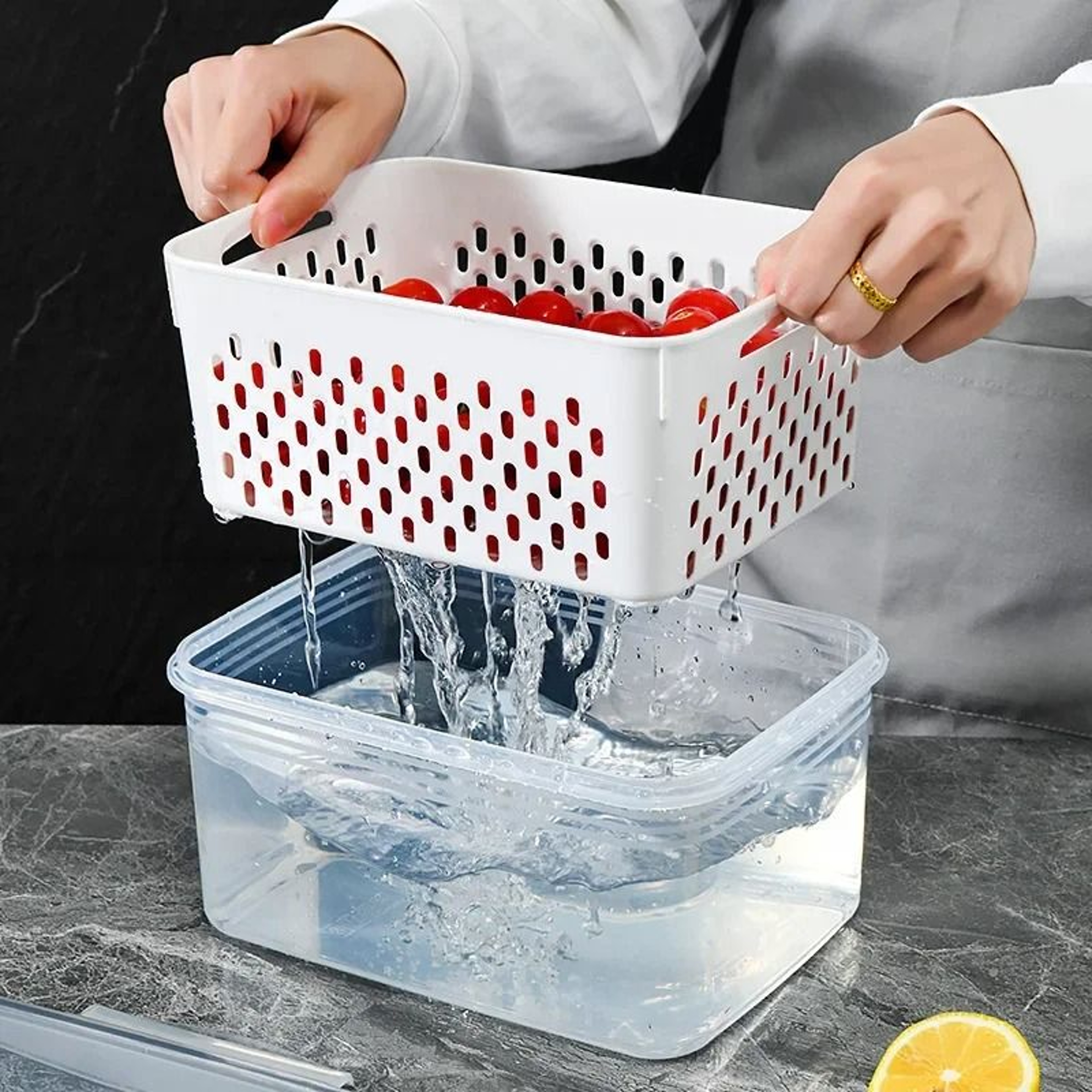 Nexus Produce Vault  Fridge Storage Container Set With Integrated Strainer  FreshSaver Lid 3