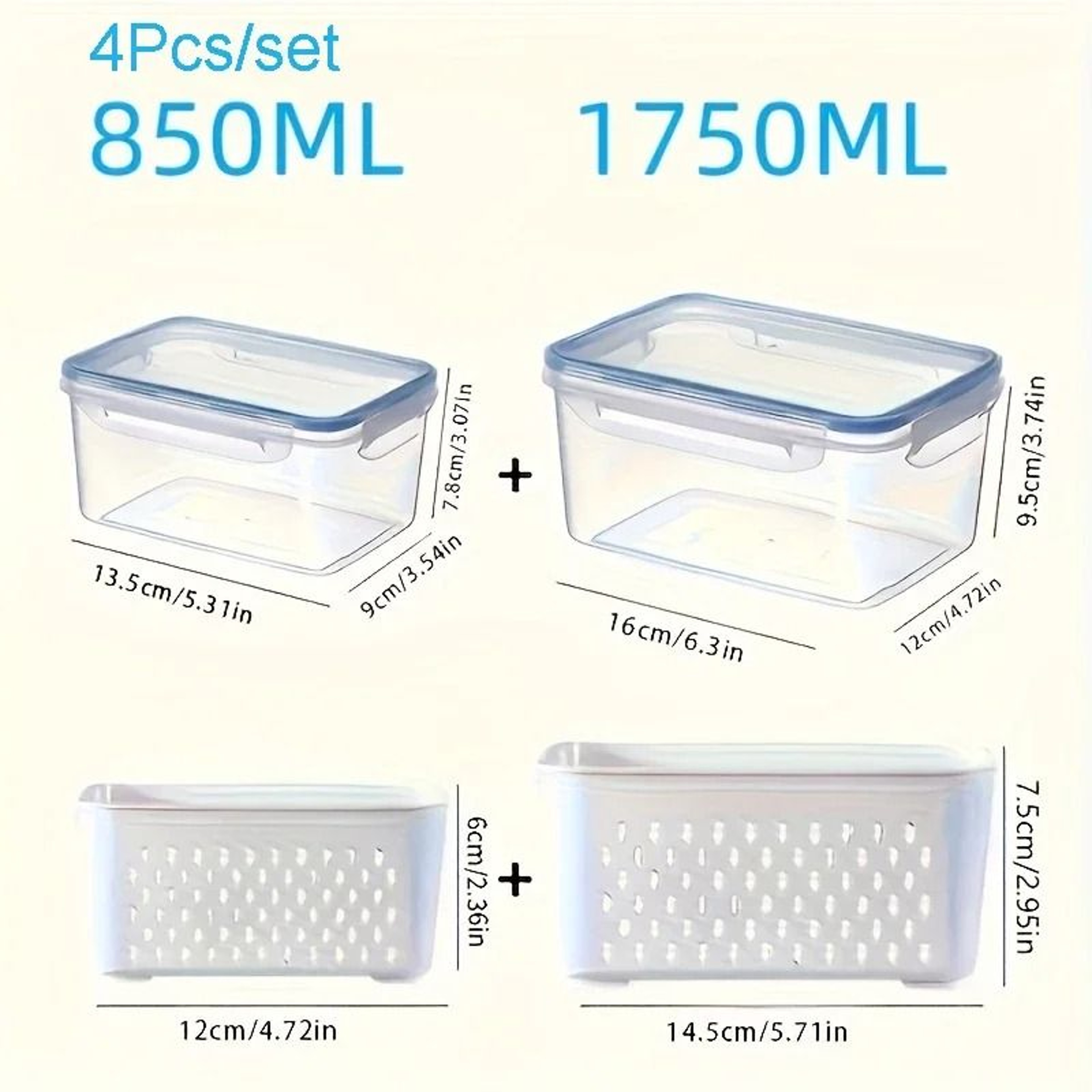 Nexus Produce Vault  Fridge Storage Container Set With Integrated Strainer  FreshSaver Lid 7