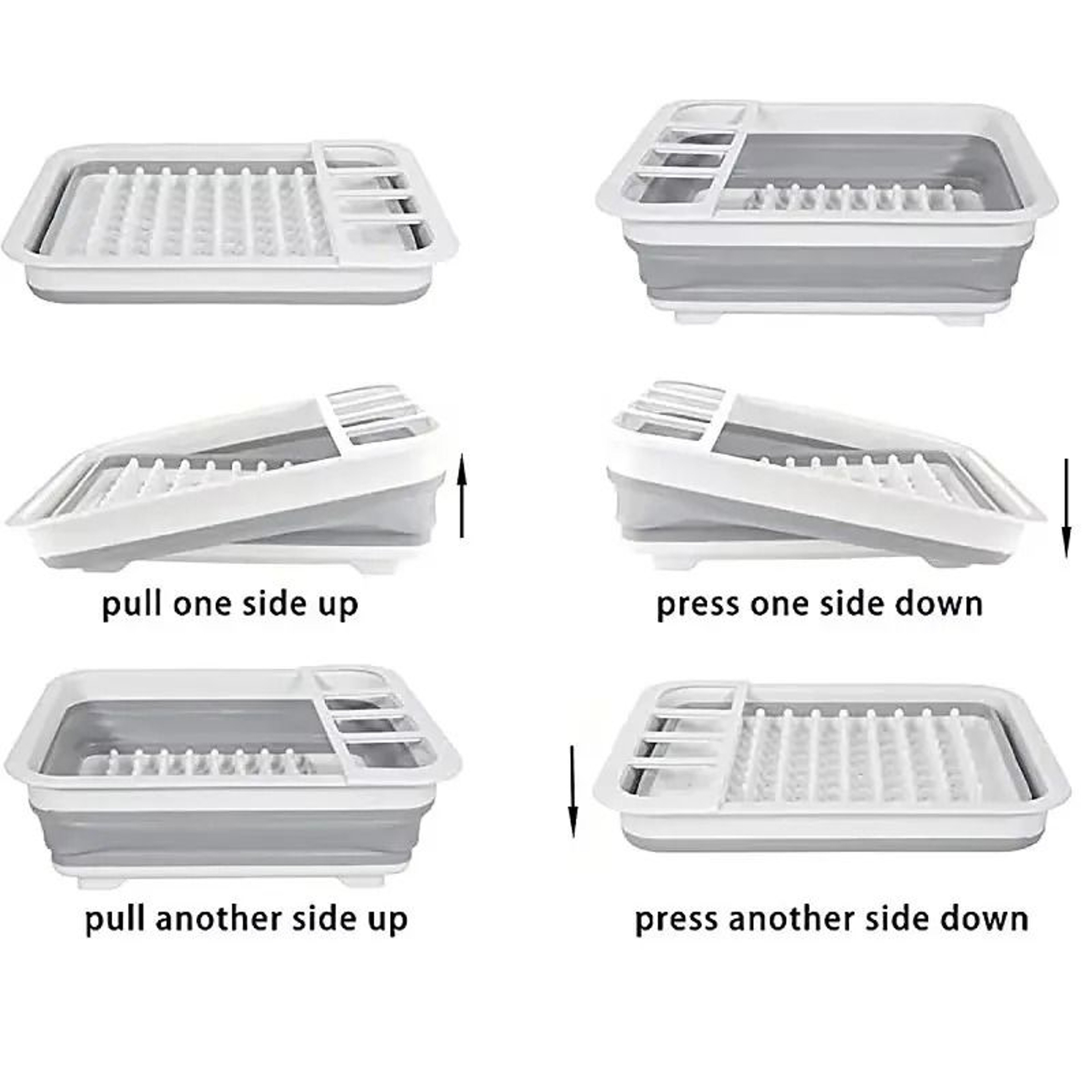 Zen Foldable Drain Basin  Collapsible Tableware Rack  Integrated Drying Tray 5