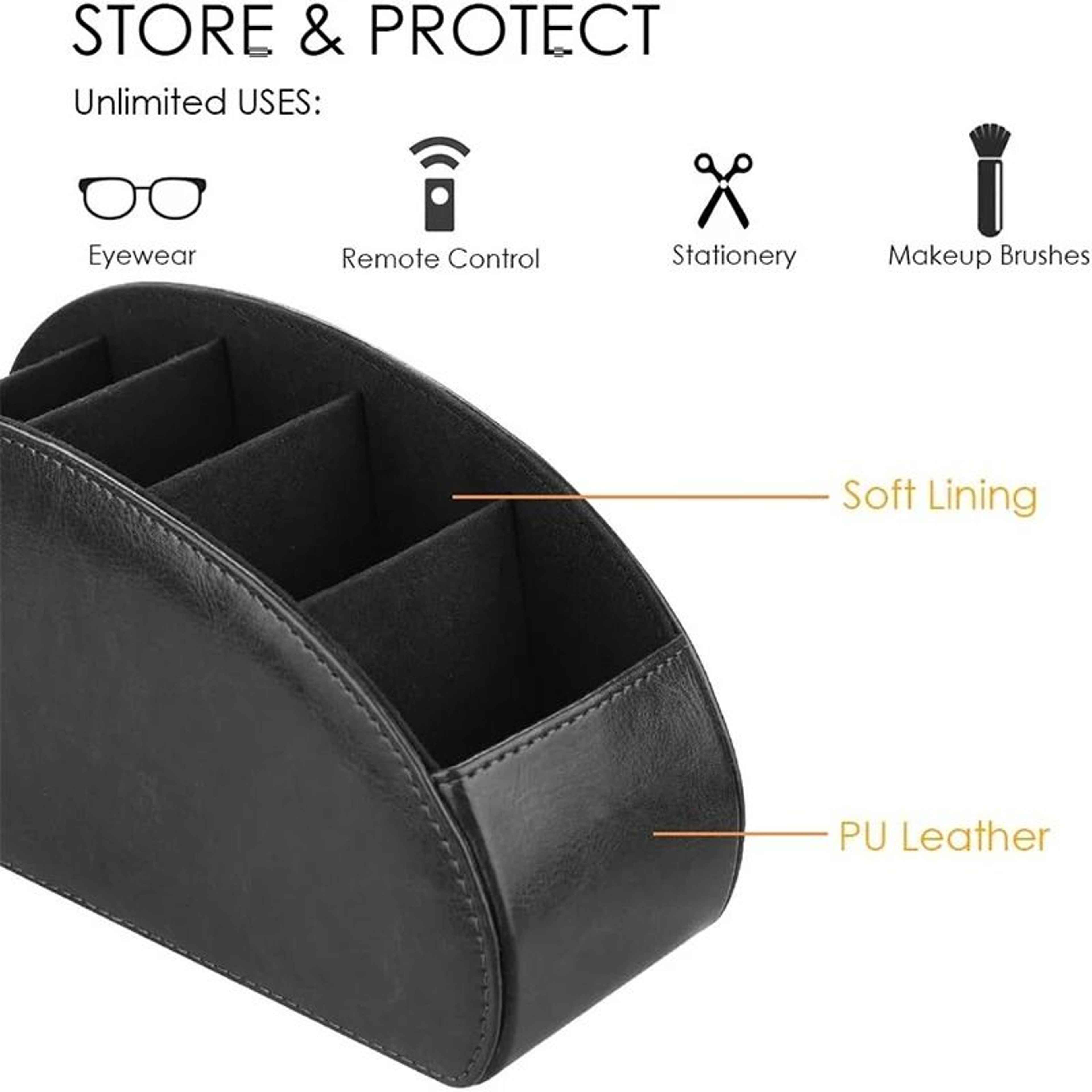 Hieroglyph Vault  Artisan PU Leather Remote Control Caddy  Desktop Organizer 2