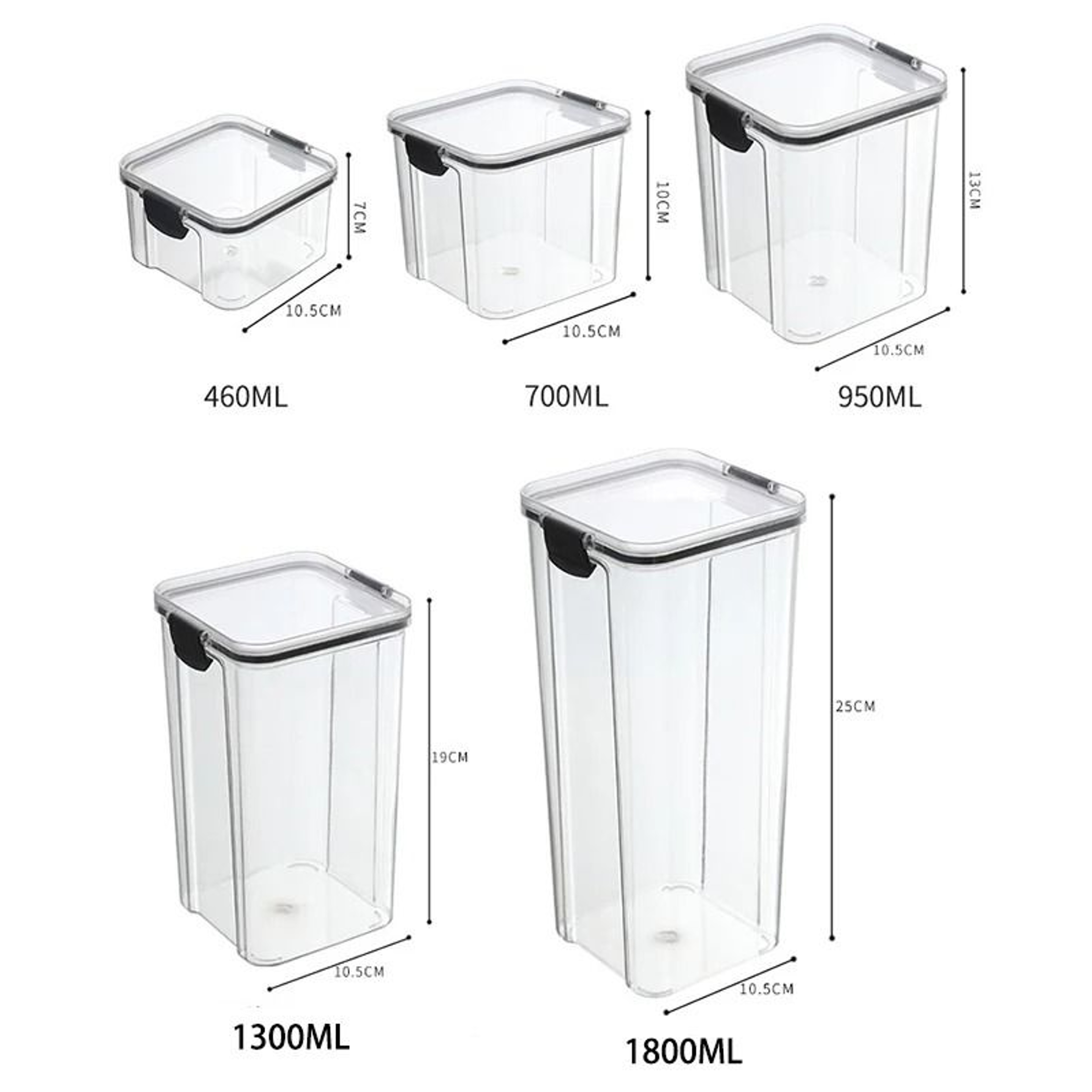 Nexus Crystal Vault  5Piece Sealed Stackable Food Storage Set  Professional Multigrain Tank  Pantry 5