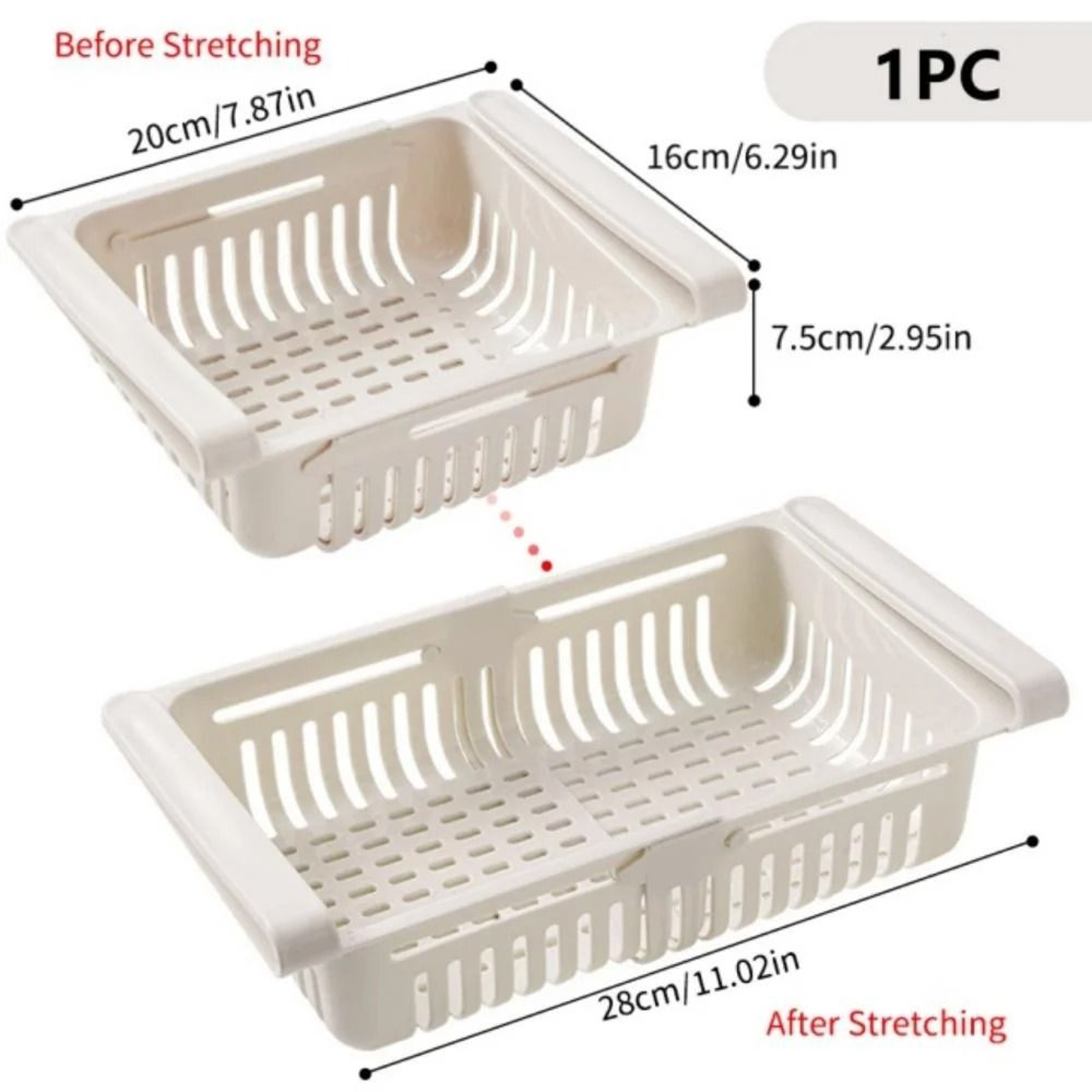 Nexus StretchDrawer  Adjustable Refrigerator PullOut Shelf  UnderShelf FreshKeeper 7