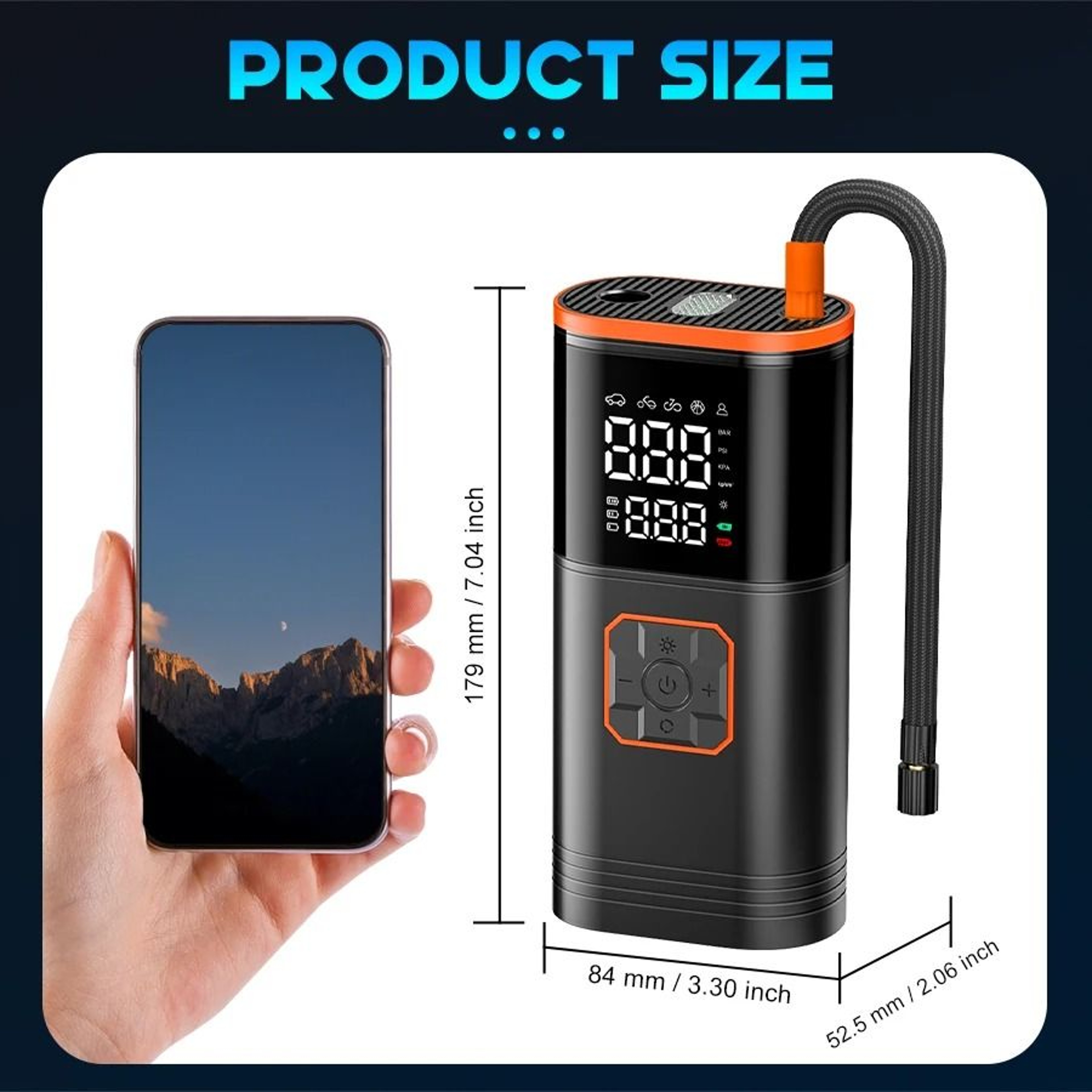 Portable Wireless Tire Inflator  Pump  Digital Display Air Compressor  Executive Vehicle Maintenanc 2