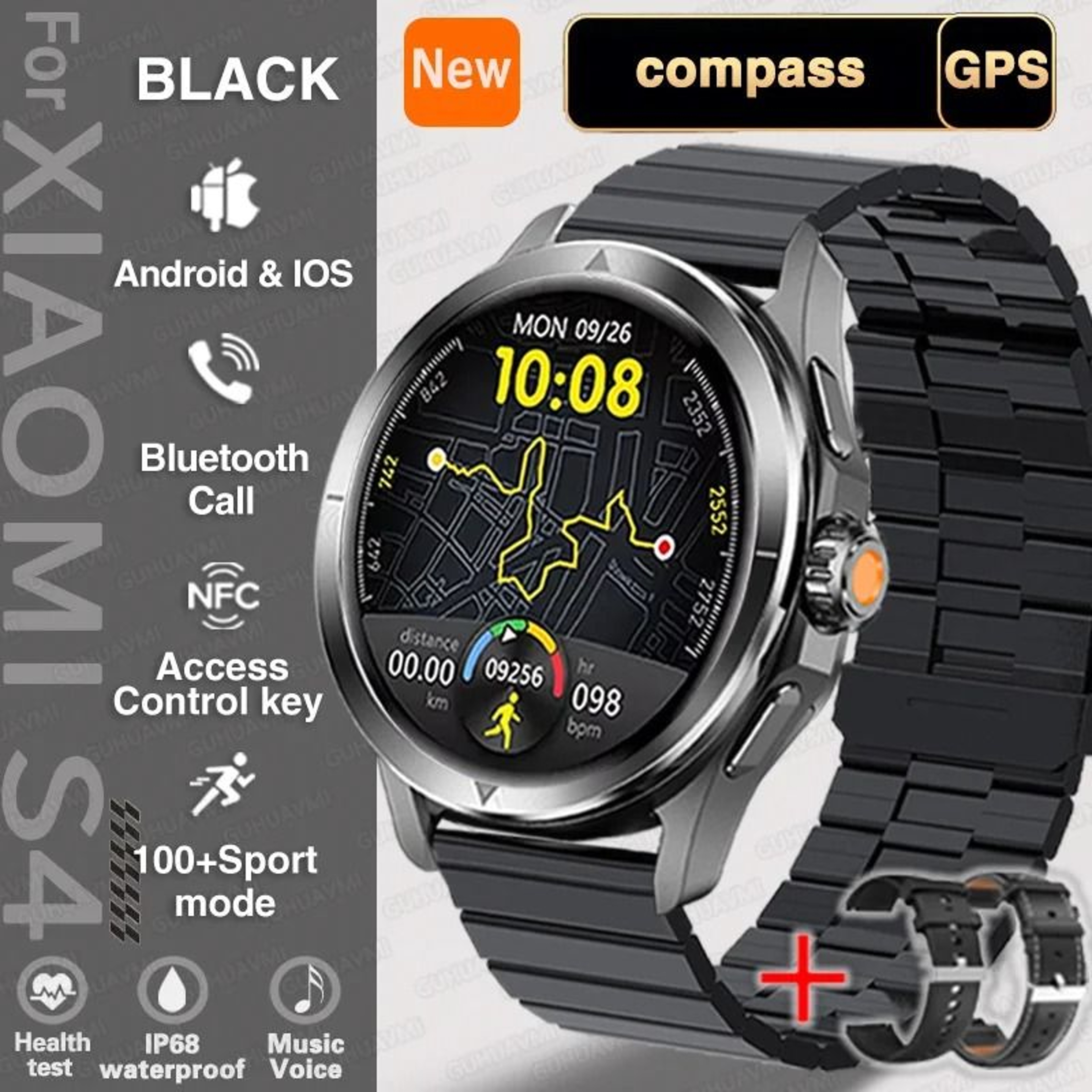 S4 Ultra Outdoor Sport Smartwatch  AMOLED HD Screen  NFC GPS  Executive Wireless Charging Wellness  12