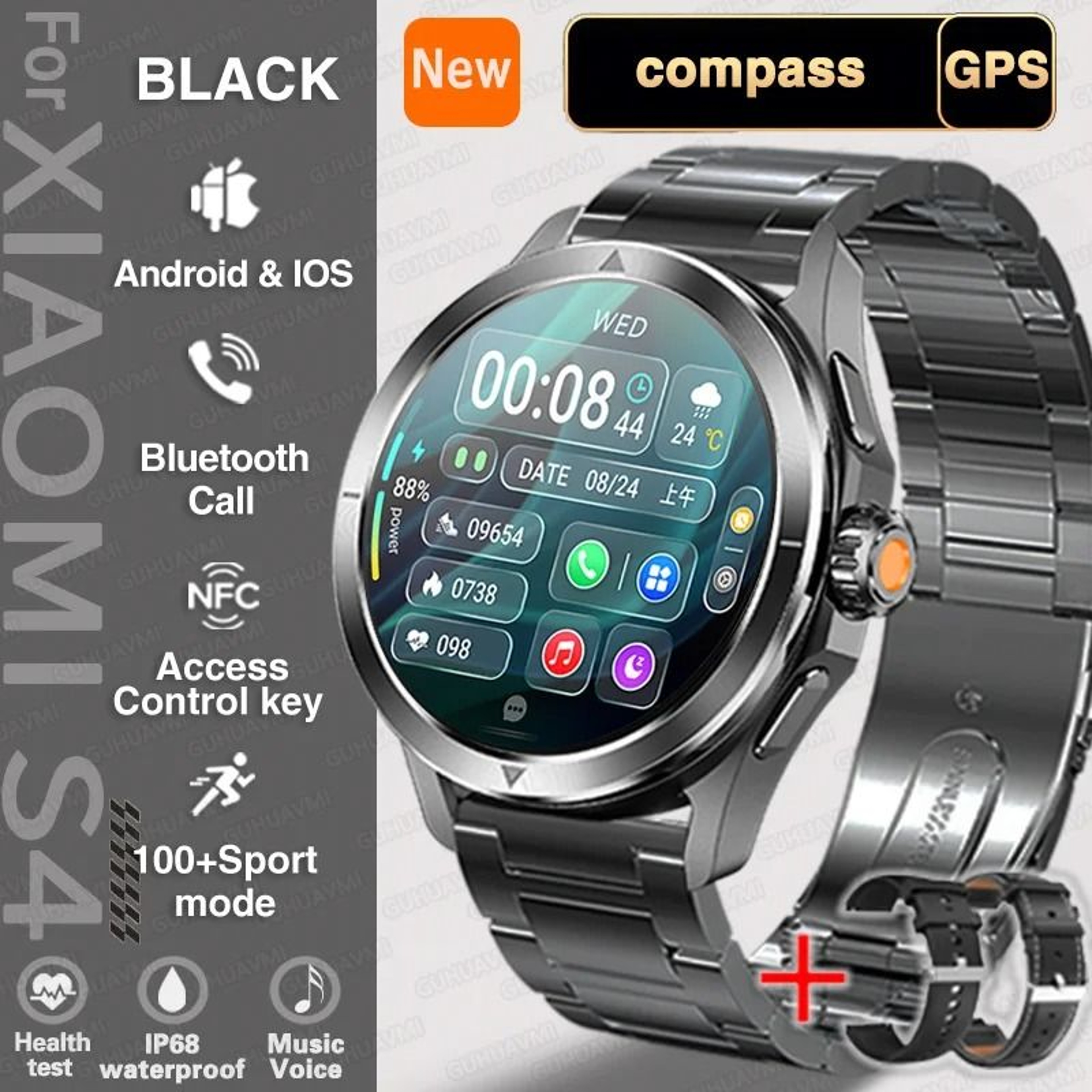 S4 Ultra Outdoor Sport Smartwatch  AMOLED HD Screen  NFC GPS  Executive Wireless Charging Wellness  14