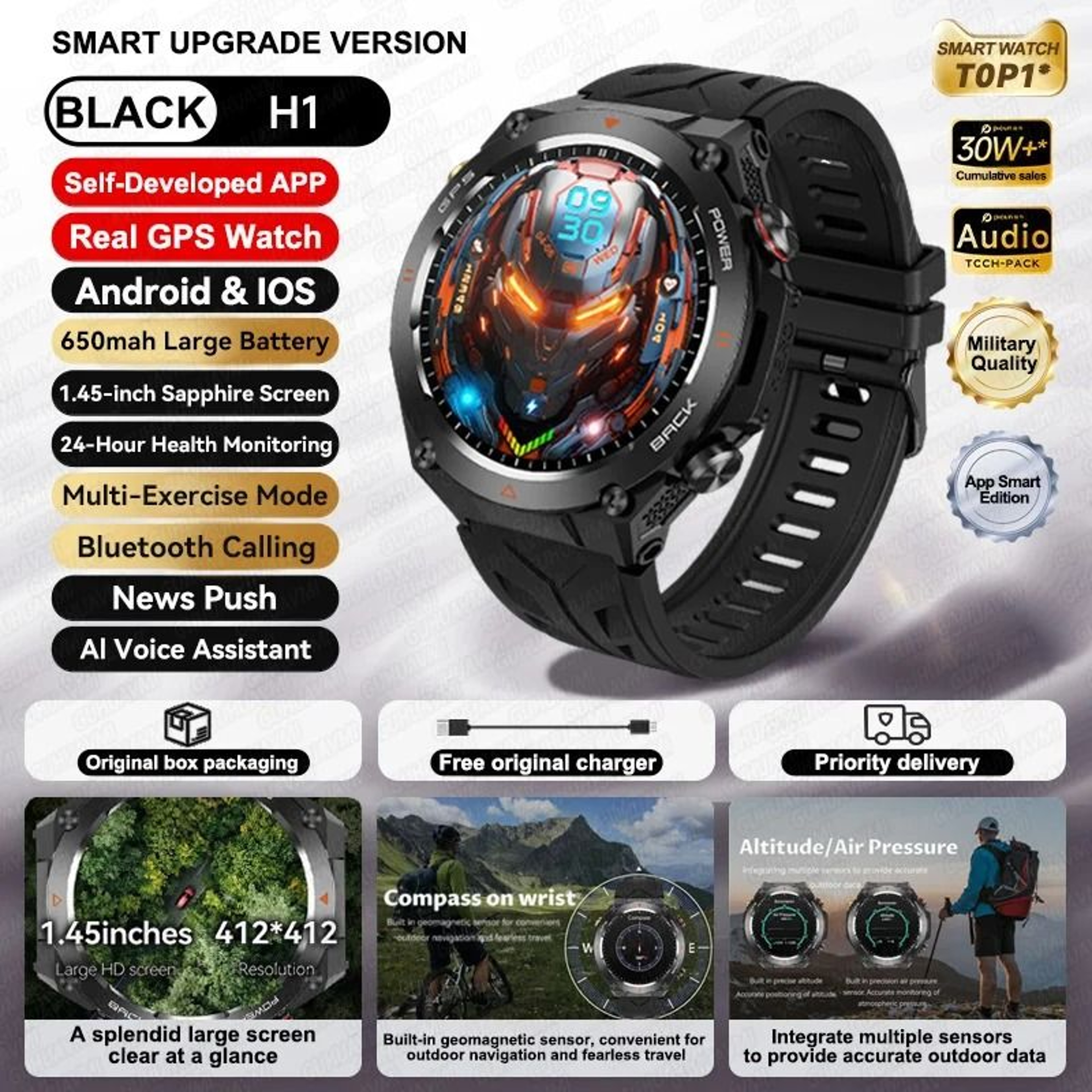 2025 GPS Elite Sports Smartwatch  Bluetooth Call  Fitness Tracker  Executive 650mAh Wellness Bracel 6