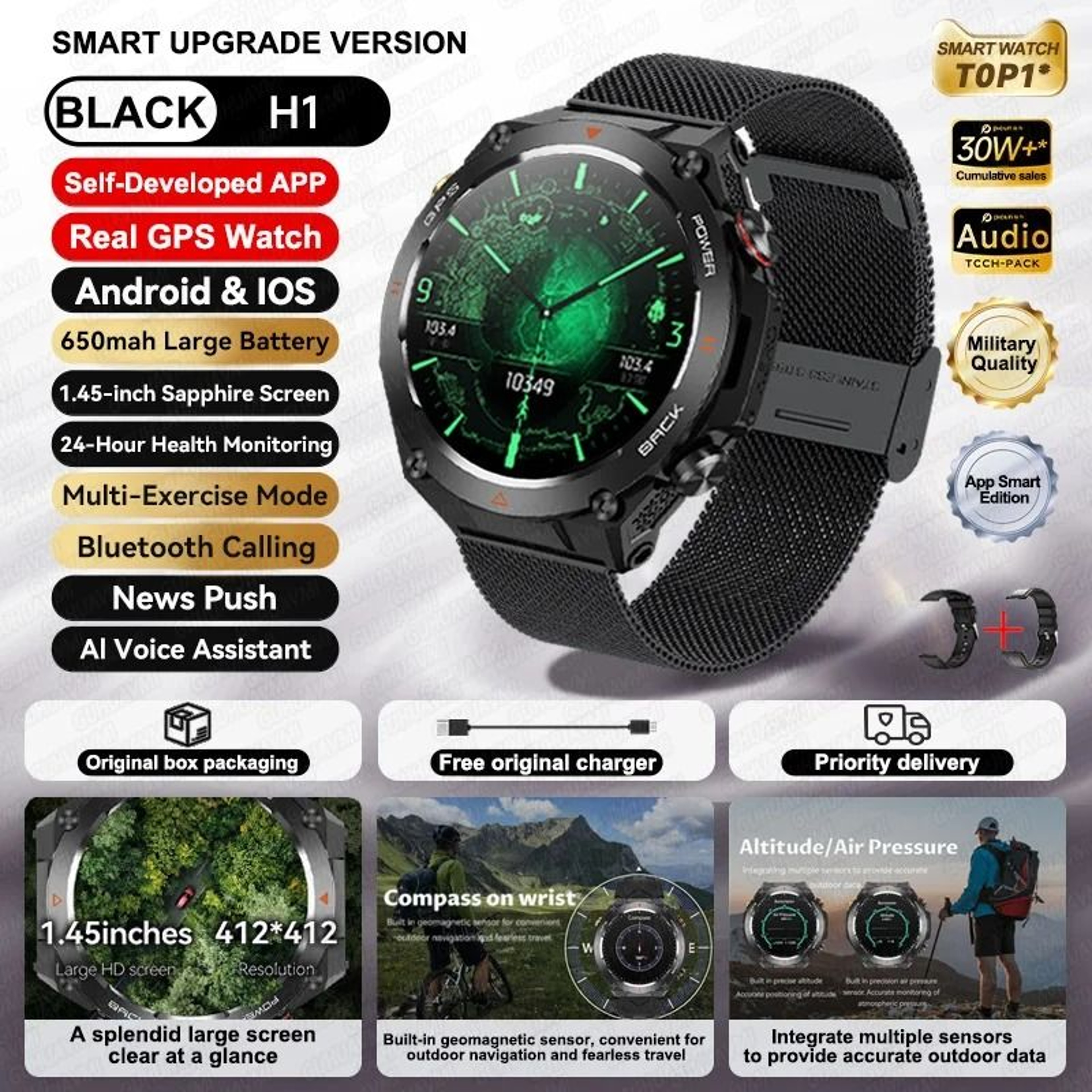 2025 GPS Elite Sports Smartwatch  Bluetooth Call  Fitness Tracker  Executive 650mAh Wellness Bracel 10